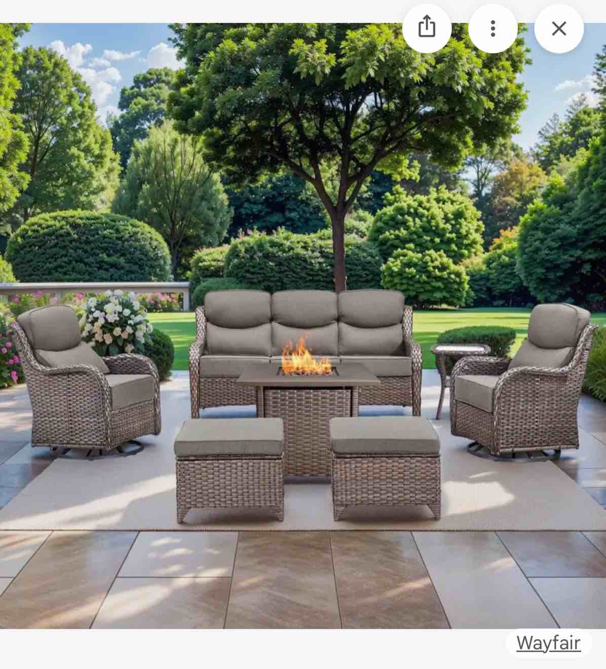high back outdoor furniture with 6-inch extra thick patio 