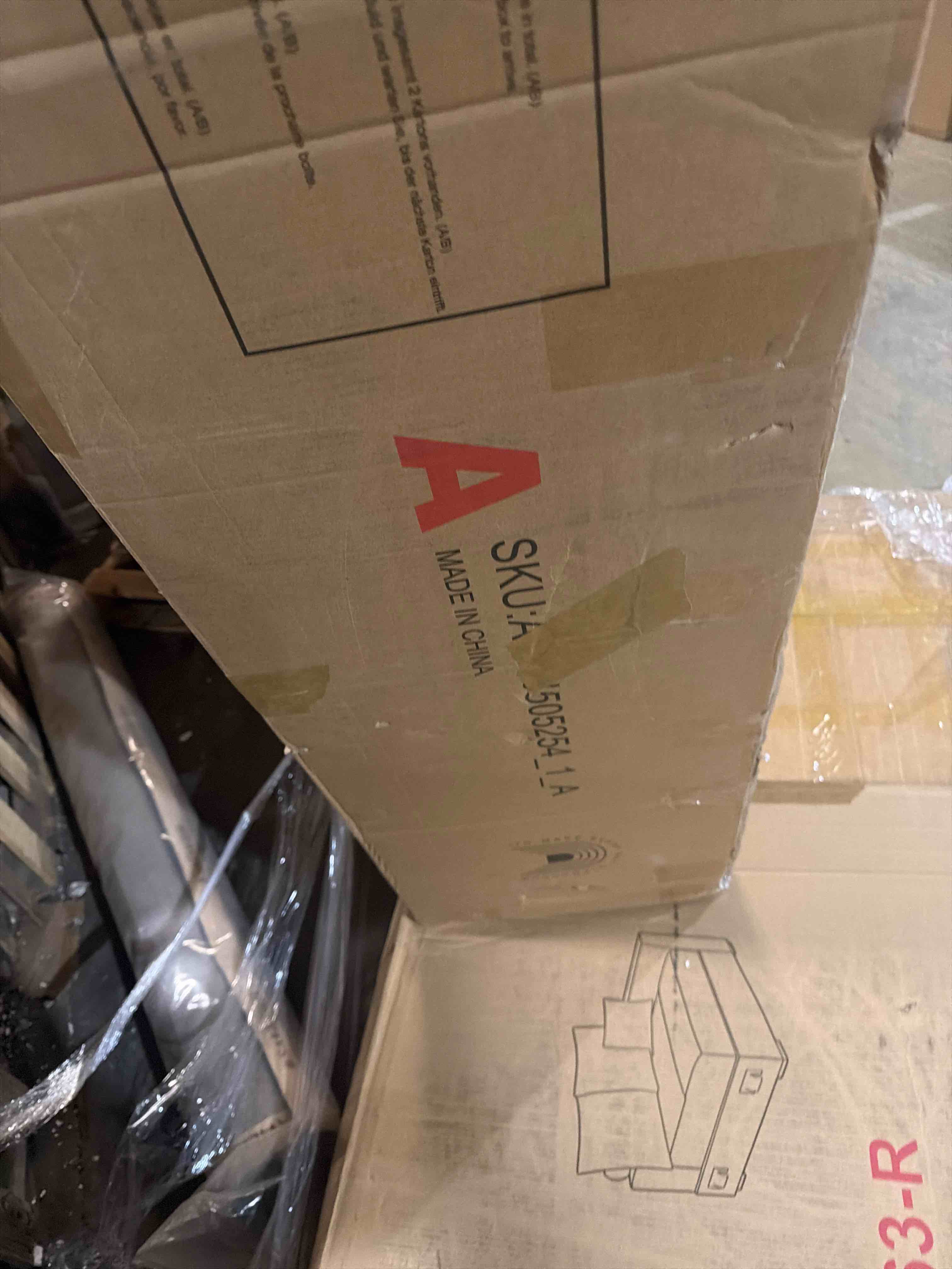 Condition photo showing As Is for farmhouse bed frame with led headboard & 4 storage drawers  