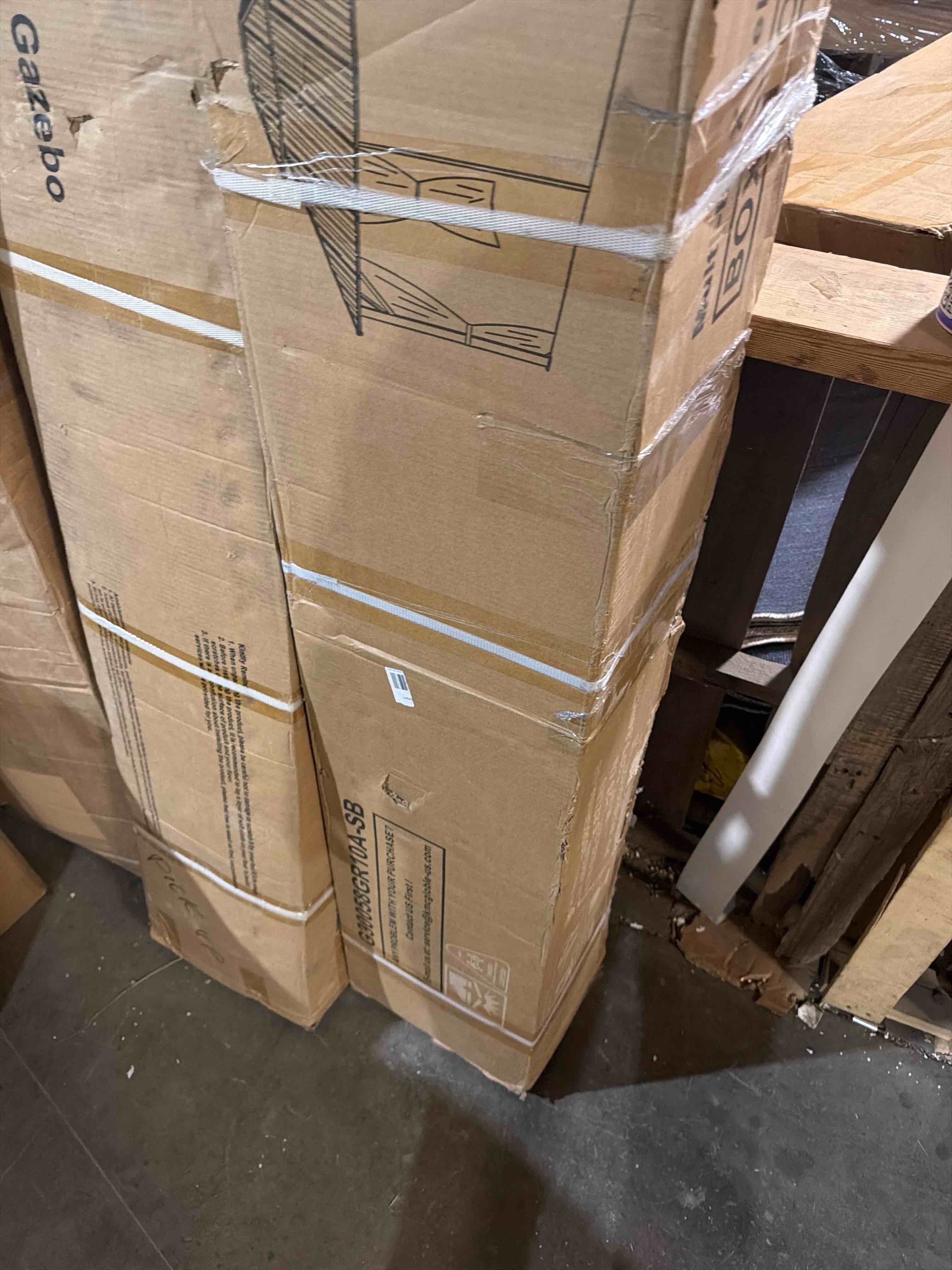 Condition photo showing As Is for aluminum permanent patio gazebo with double roof  