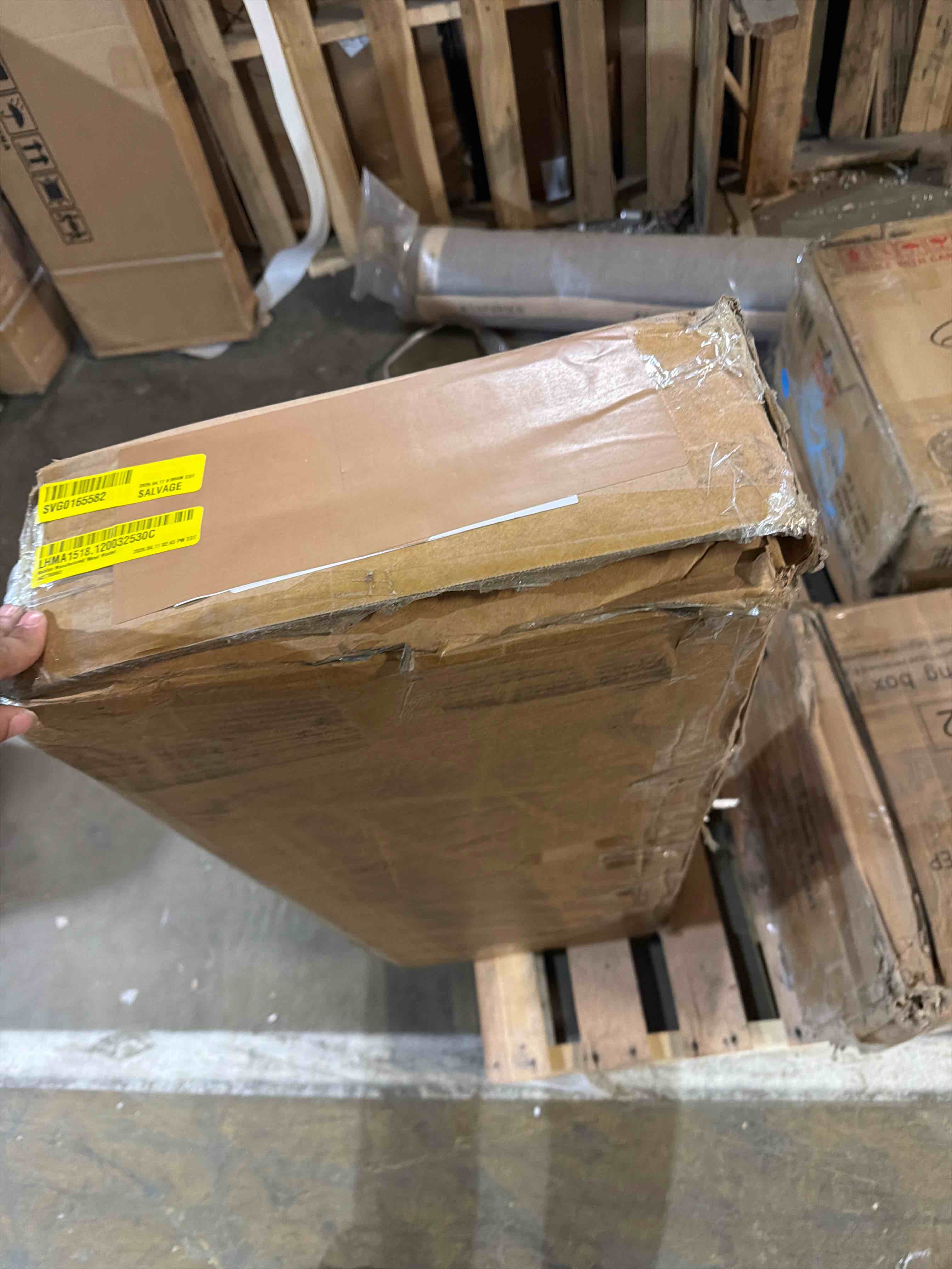 Condition photo showing As Is for nuallan manufactured wood mantel  