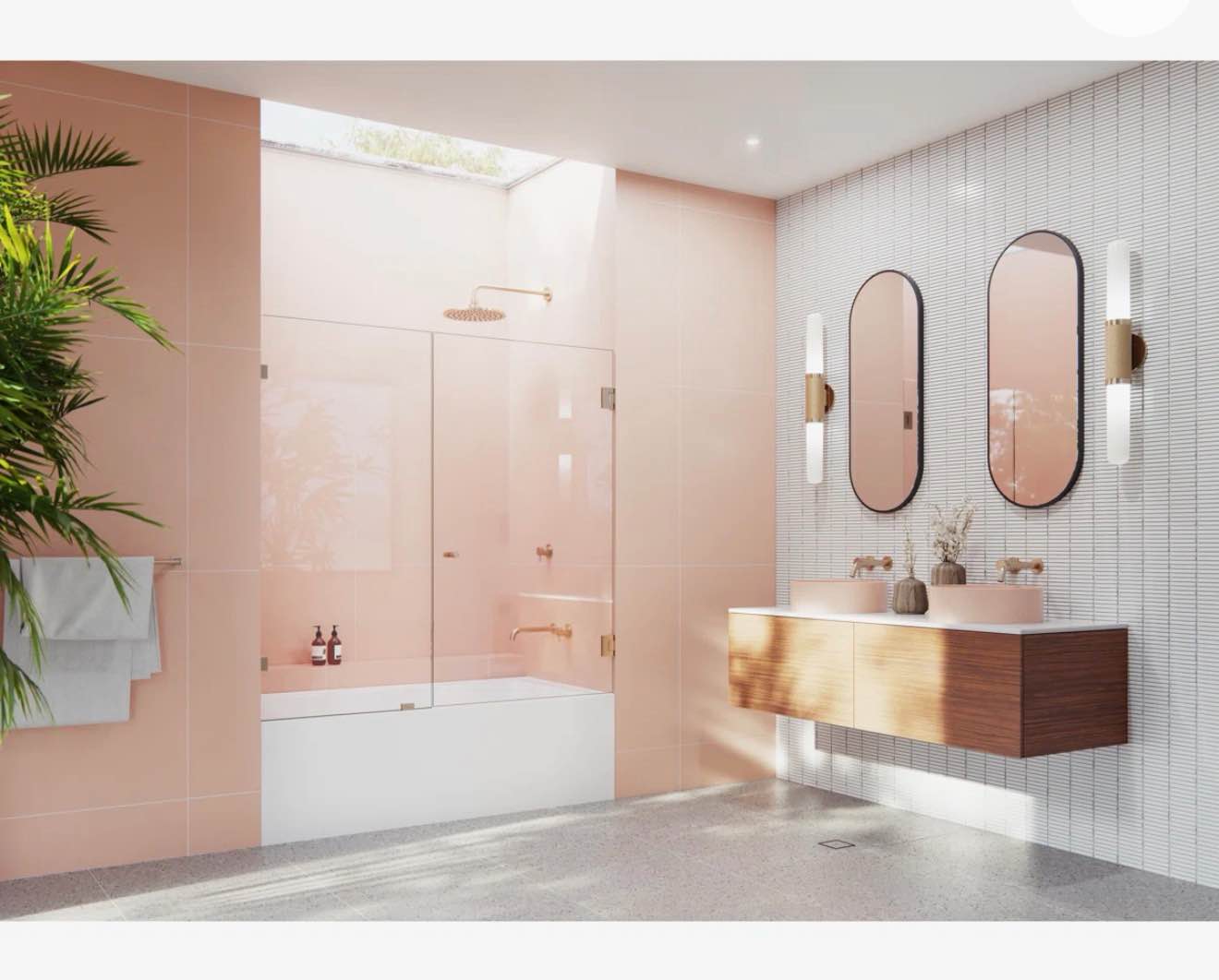 illume 58 in. x 58.25 in. fully frameless hinge bathtub door  