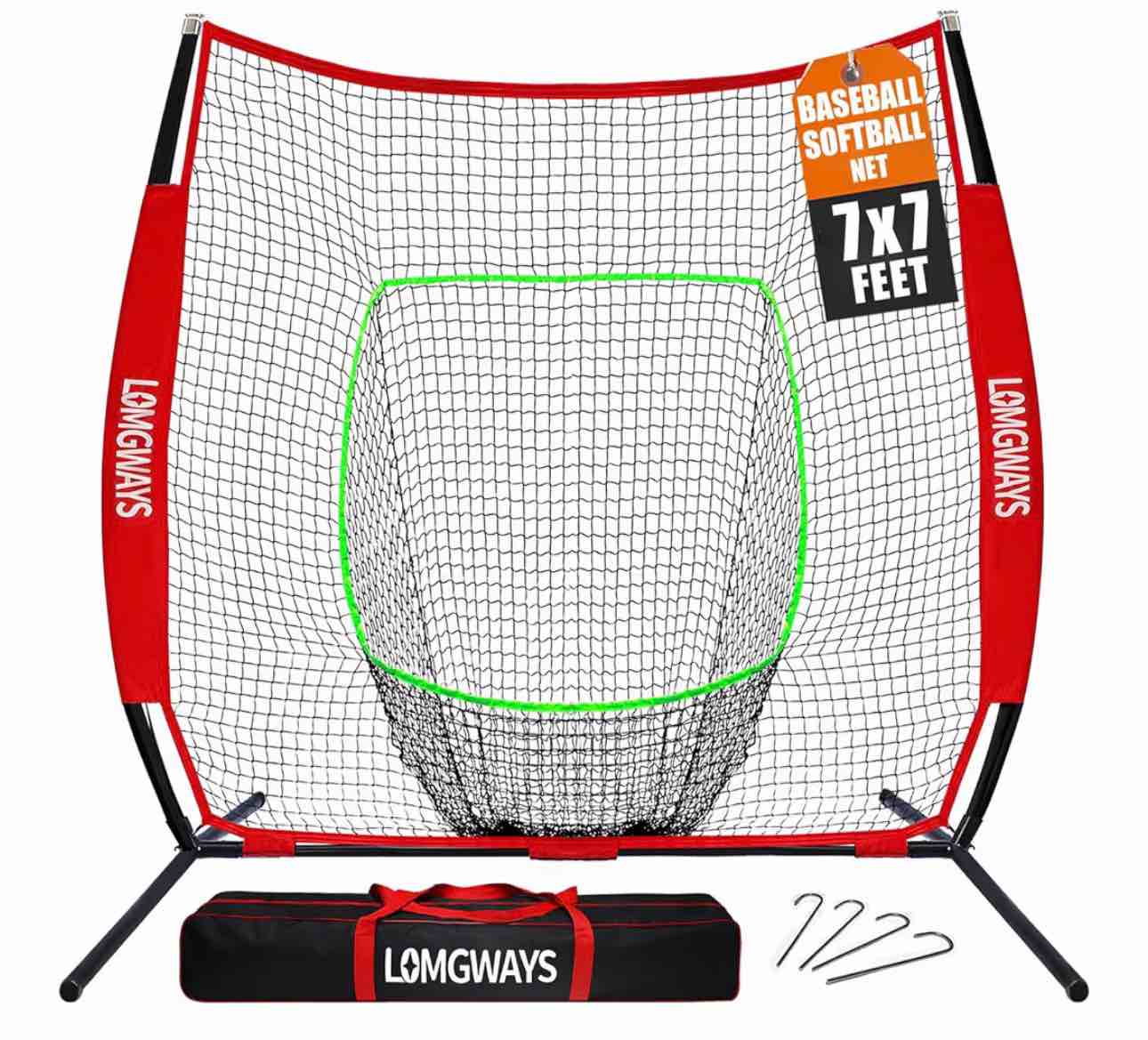 7x7ft/8x8ft Baseball Softball Net with Steel Frame for Batting, Hitting, Pitching, Portable Baseball Batting Net with Carry Bag, Great for All Levels