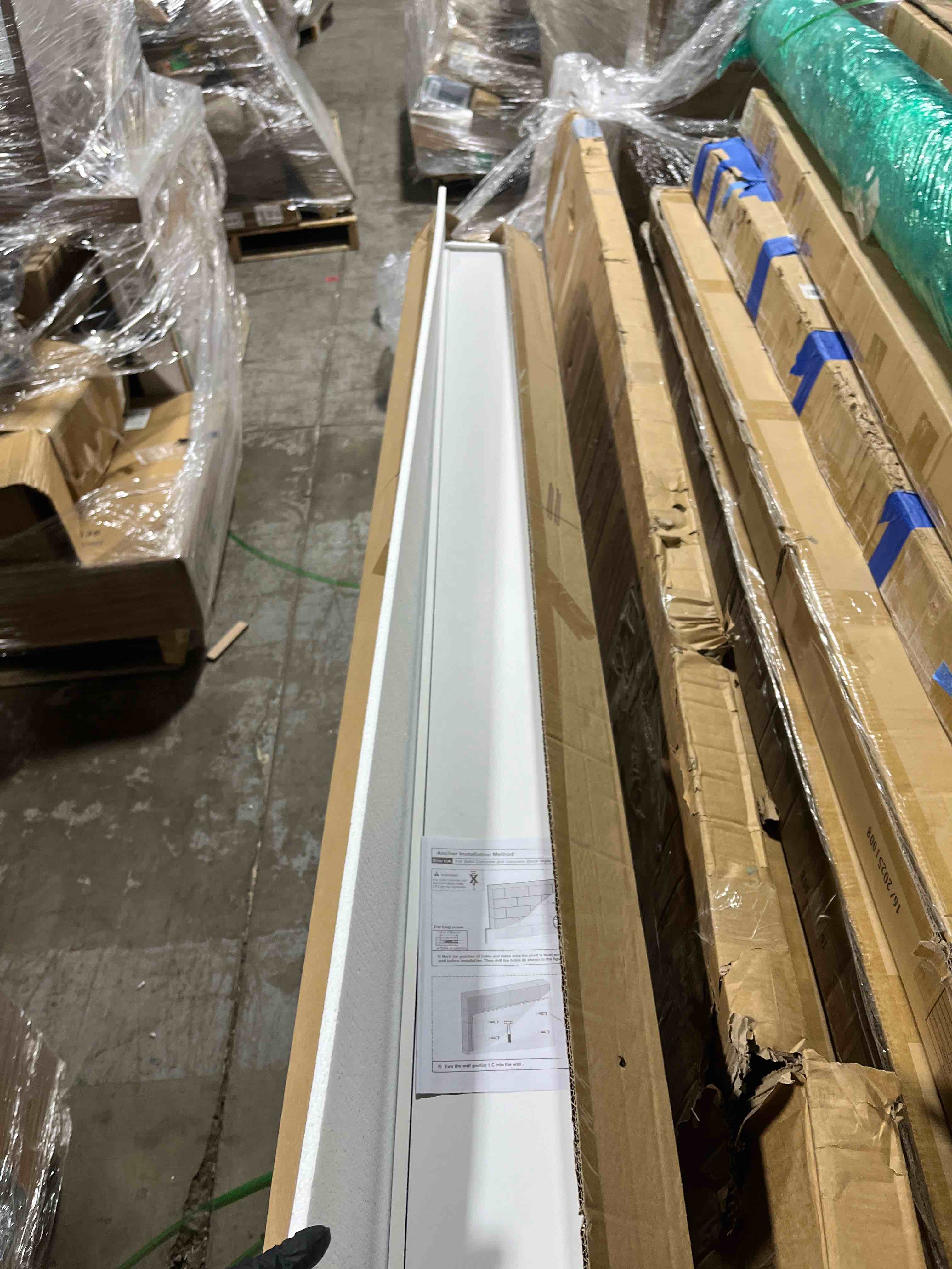 Condition photo showing New/Like New for 70.9 Inches Long Floating Shelves, 2 Set White Wall Shelf for Bedroom, Nursery Book Shelf with Lip, Picture Ledge Shelf for Wall Decor Living Room Bathroom Kitchen