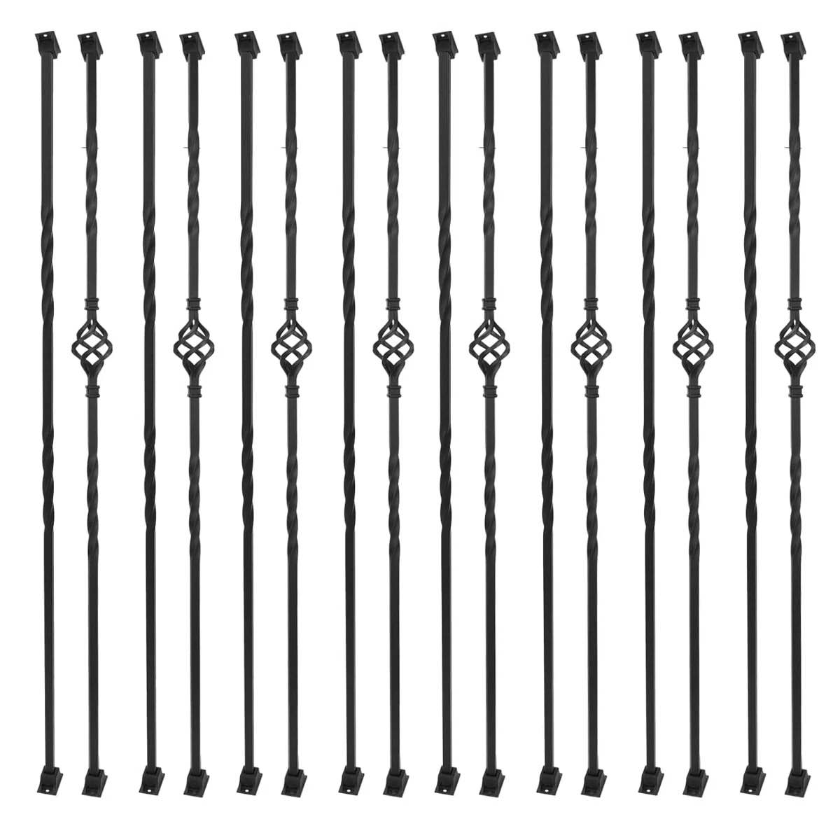 16pcs Stair Balusters 1/2" Square Metal Stair Balusters With Baluster Swivel Shoes By Sidasu