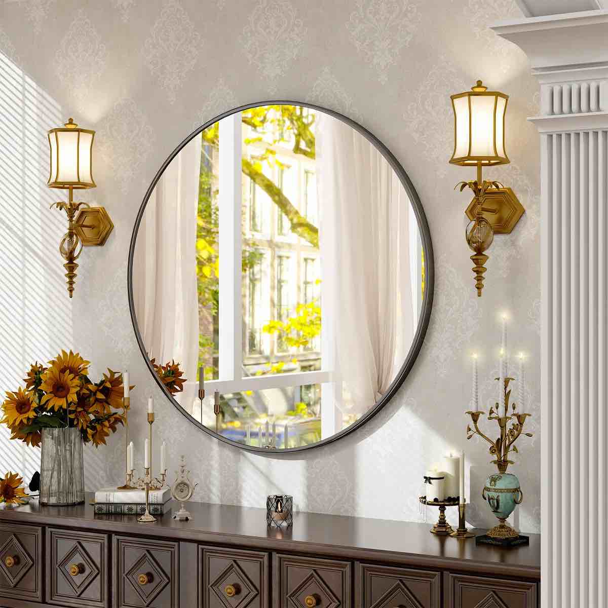 Bhagwanaram Aluminum Framed Round Bathroom Mirror Wall Mounted Vanity Mirror By 17 Stories