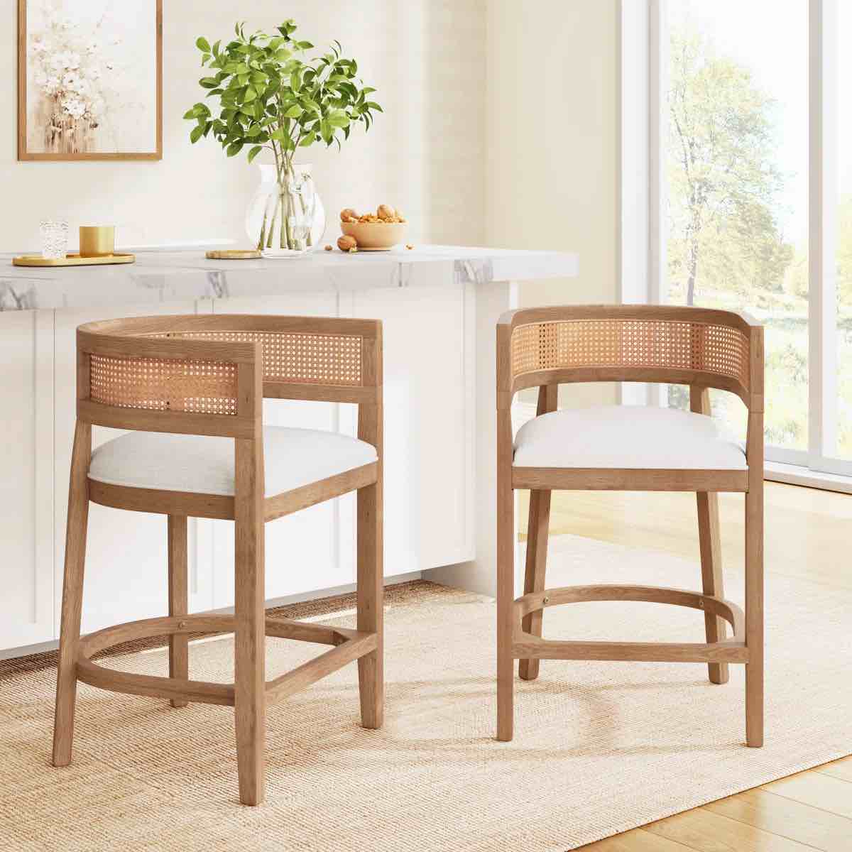 Oech Rubberwood Upholstered Bar Stools (Set of 2) By Ebern Designs