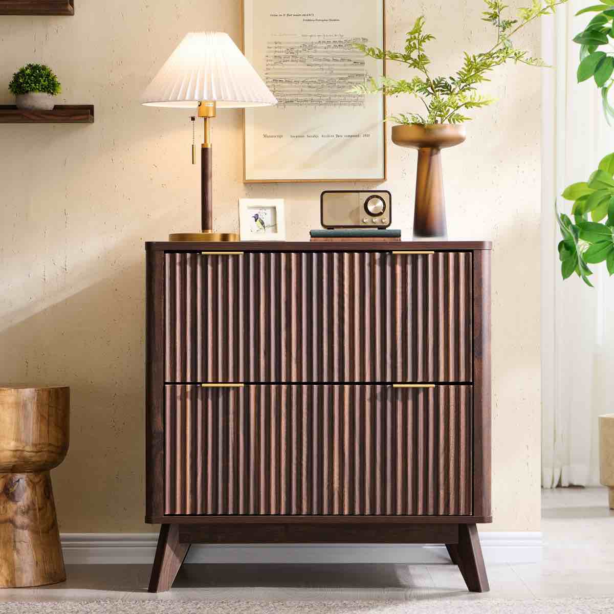 Fluted 2-Drawer Lateral File Cabinet With Hanging Storage