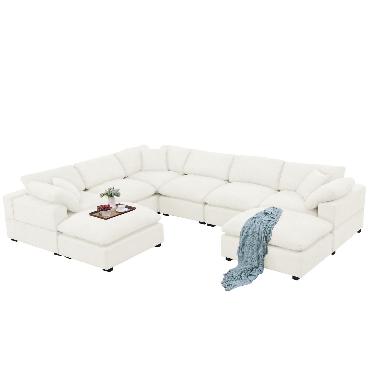 Worthland 143.2" Wide Chenille Reversible Corner Sectional Sofa Couch (Incomplete Set)