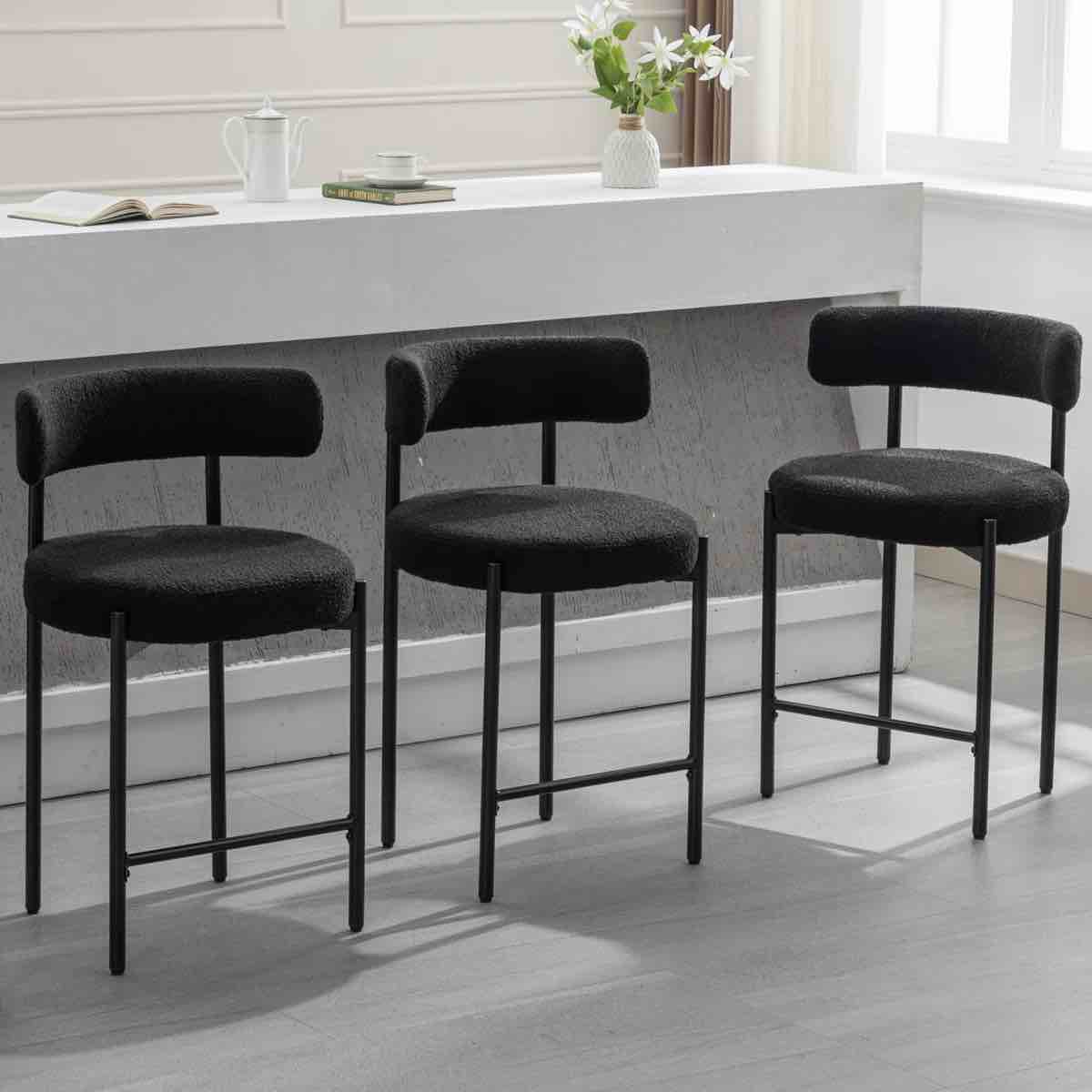 najira upholstered 24'' counter stool with metal frame