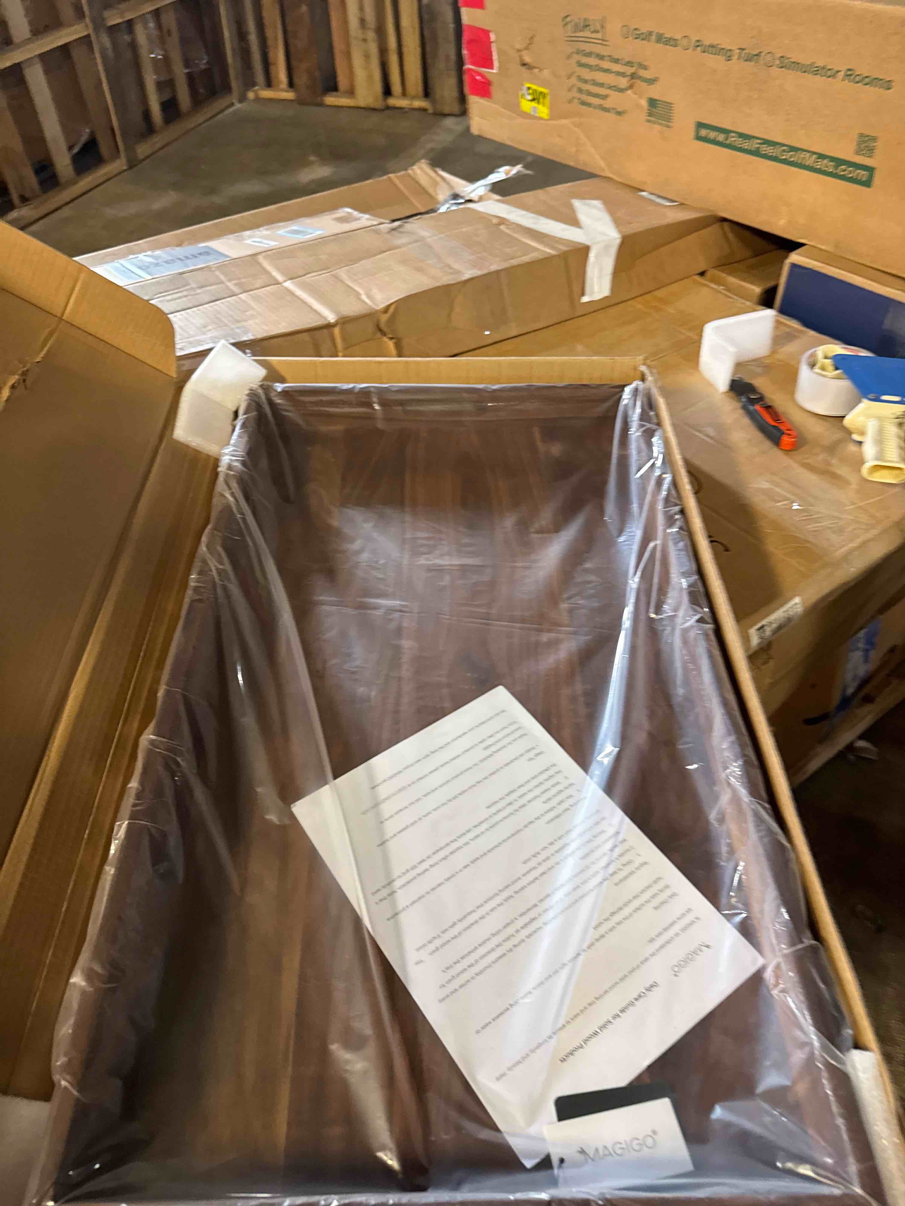 Condition photo showing New/Like New for 32 x 18 Inches Extra Large Rectangle Black Walnut Wood Ottoman Tray with Handles, Serve Tea, Coffee Classic Wooden Decorative Serving Tray