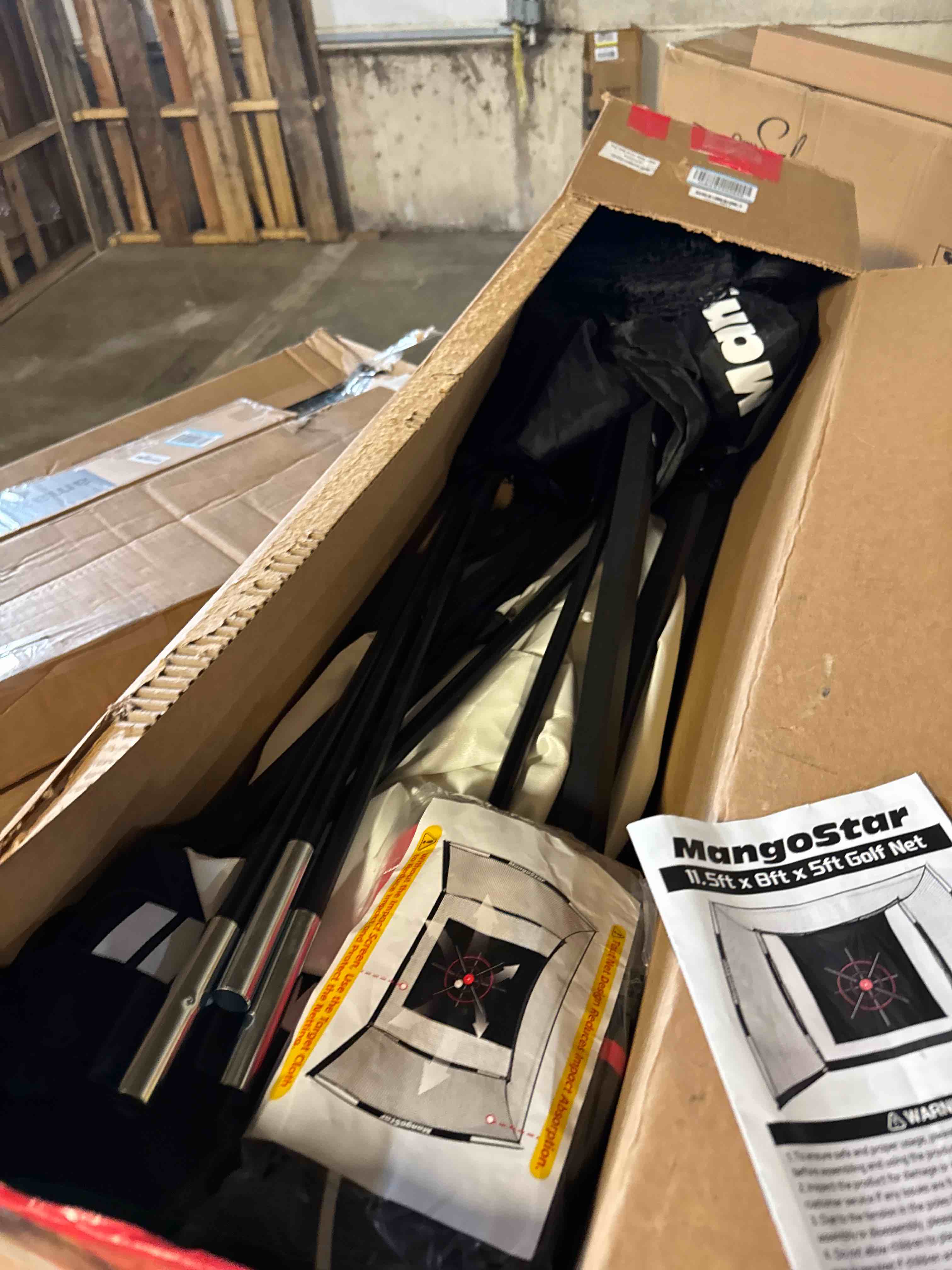 Condition photo showing Good Condition for MangoStar Golf Net, 11x8ft Golf Simulators Hitting Net with High-Density Impact Screen and Target Cloth, Heavy Duty Practice Cage for Swing Driving, Home Backyard Garage Indoor Outdoor Use