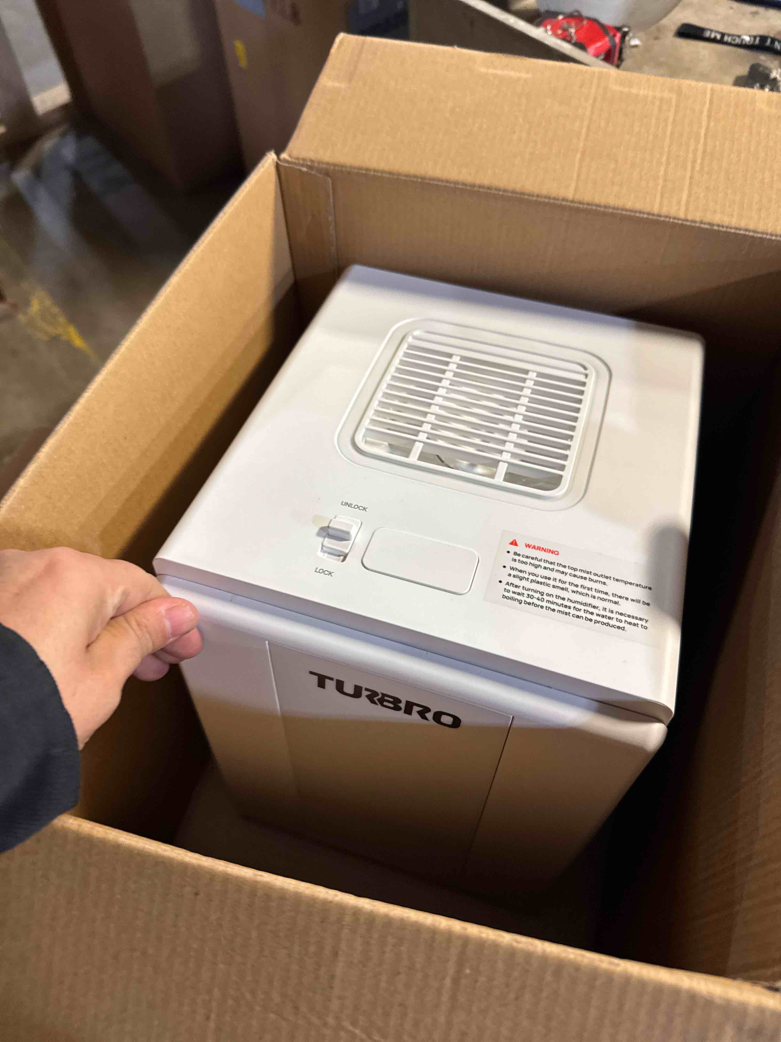 Condition photo showing Good Condition for TURBRO 4L/1Gal 304 Stainless Steel Steam Humidifier, Warm Mist Humidifier for Bedroom Baby Nursery, 500 mL/h Output, Dishwasher Safe, Easy to Clean, 2 Misting Levels with Sleep Mode 1-12h Timer, GLS04