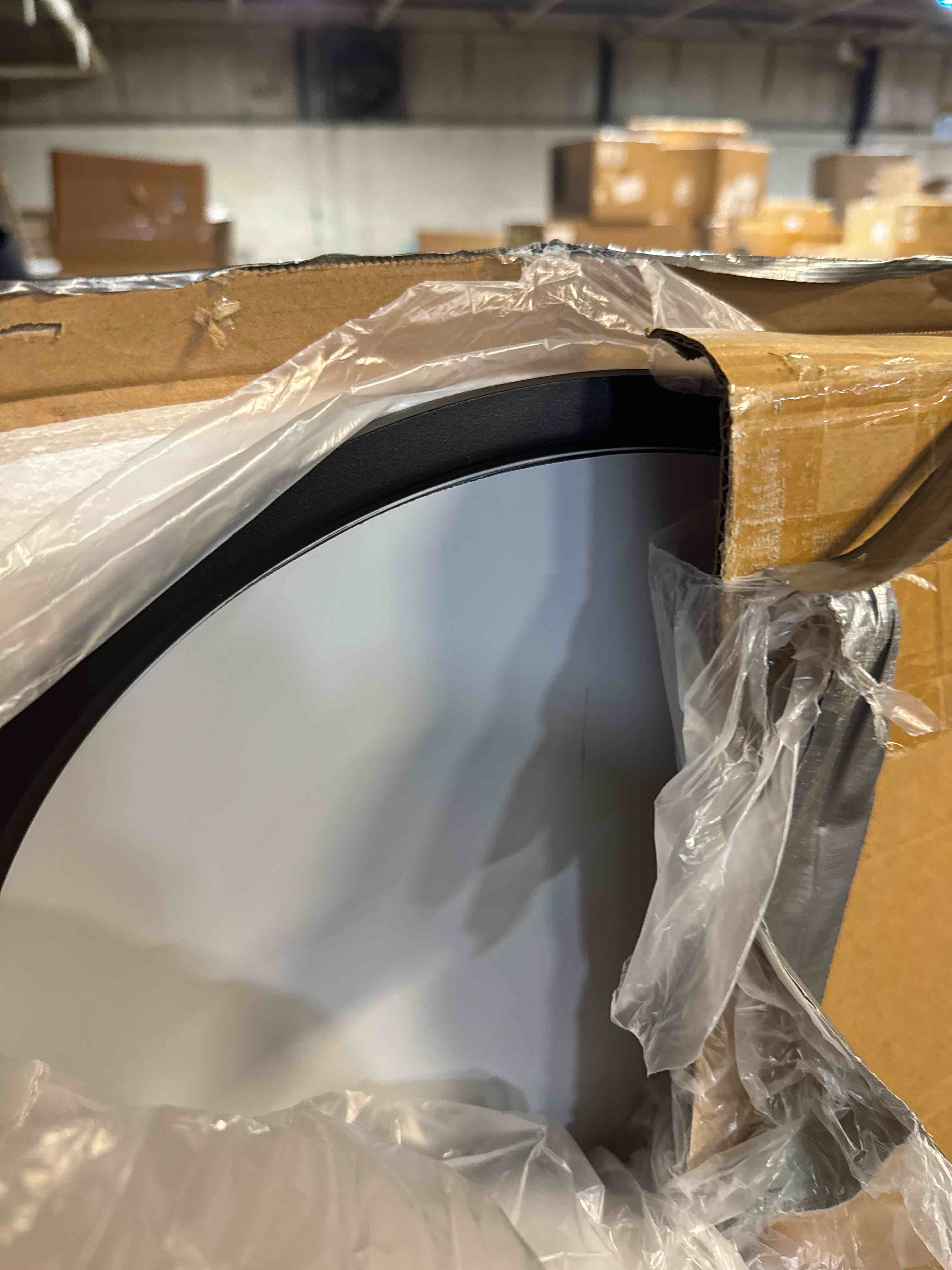 Condition photo showing New/Like New for 58"x19"Floor Mirror Full Length,Arched Full Length Mirror with Stand,Full Body Mirror,Hanging or Large Leaning for Bedroom Living Room Black Black 58"L x 19"W