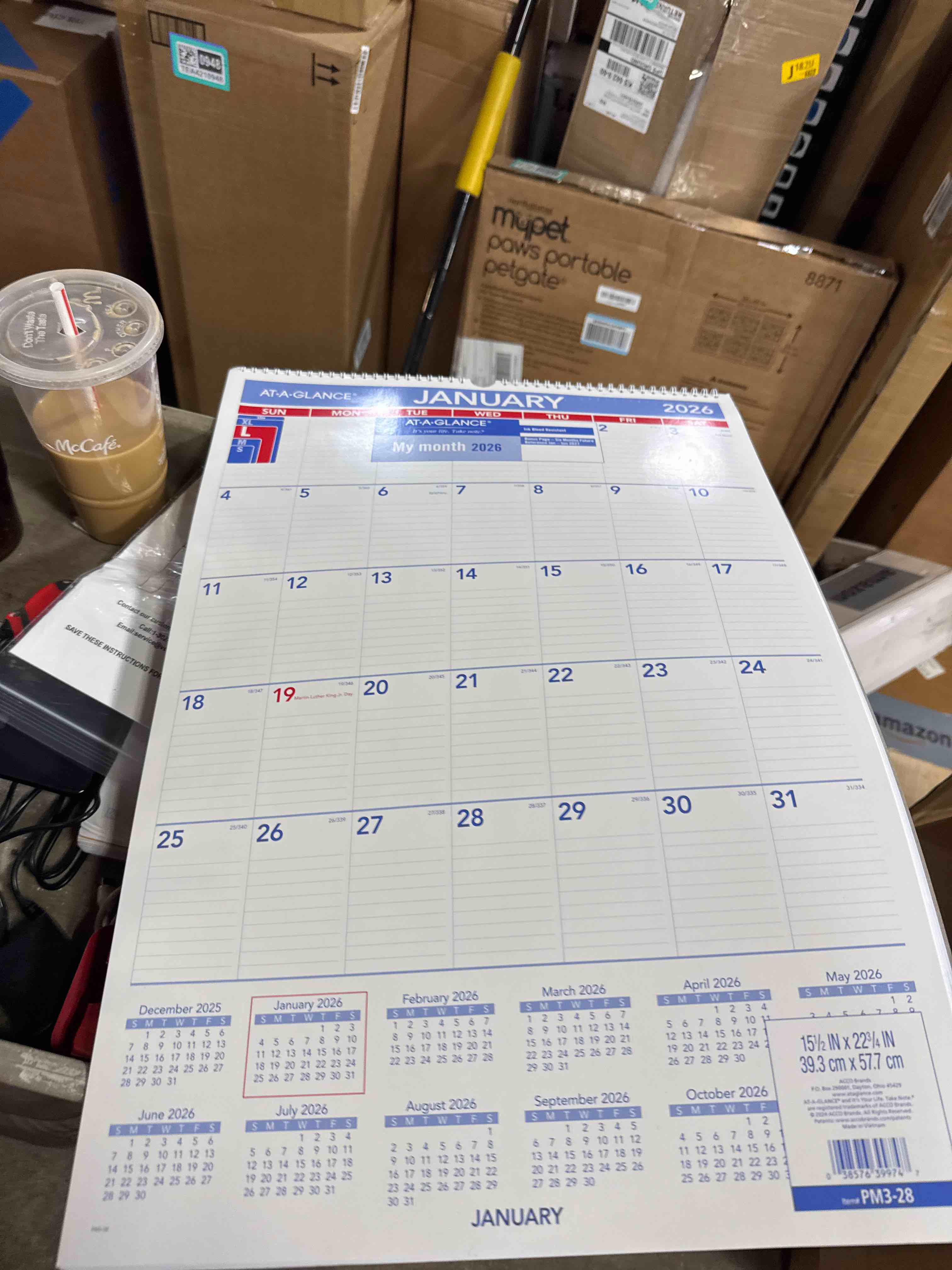 Condition photo showing New/Like New for AT-A-GLANCE 2026 Wall Calendar, 15-1/2" x 22-3/4", Large (PM32826)