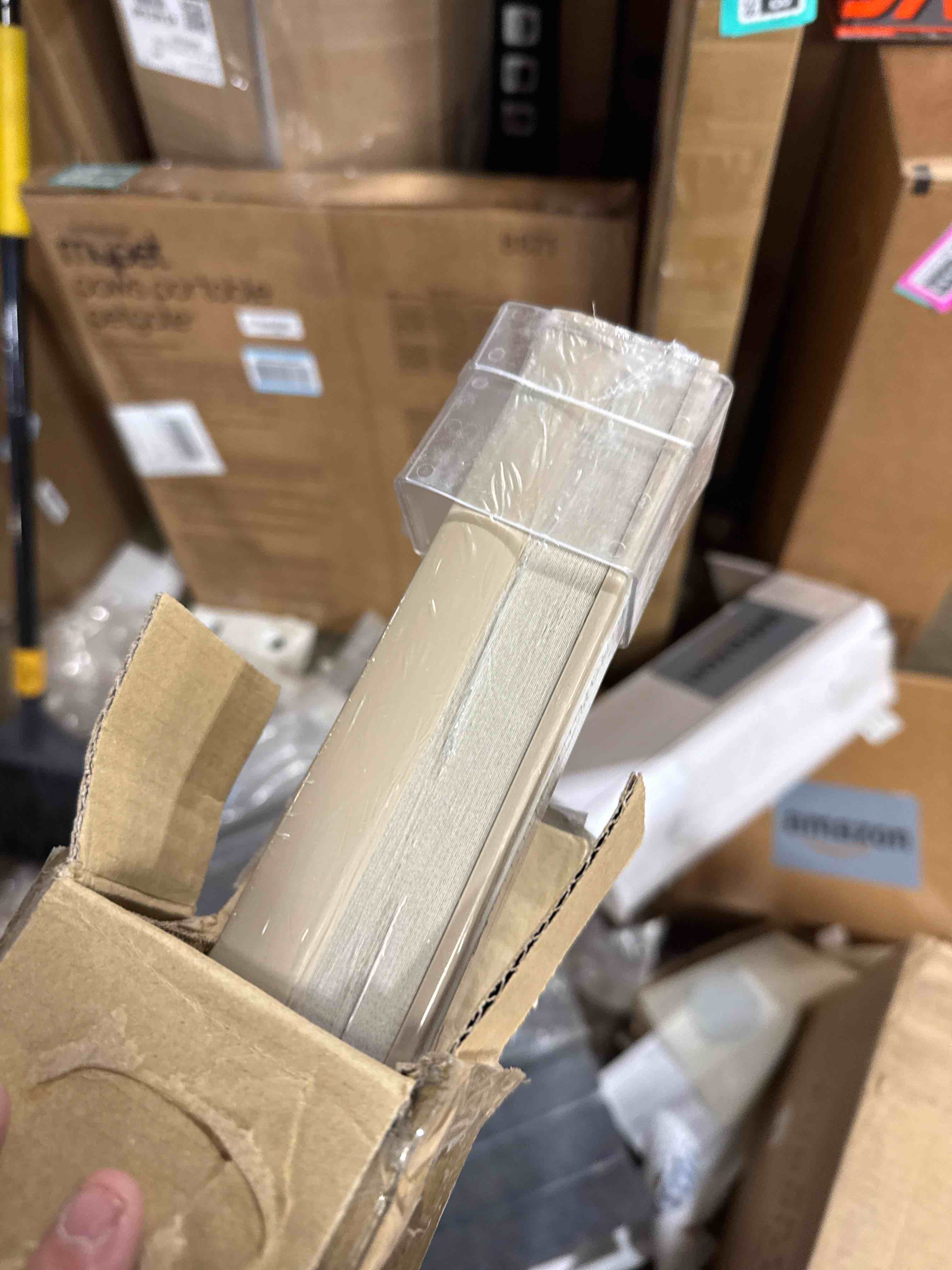 Condition photo showing New/Like New for Redi Shade No Tools Easy Lift Trim-at-Home Cordless Cellular Blackout Fabric Shade Natural, 60" W x 64" L, (Fits windows 43"- 60") Natural 60"W x 64"H