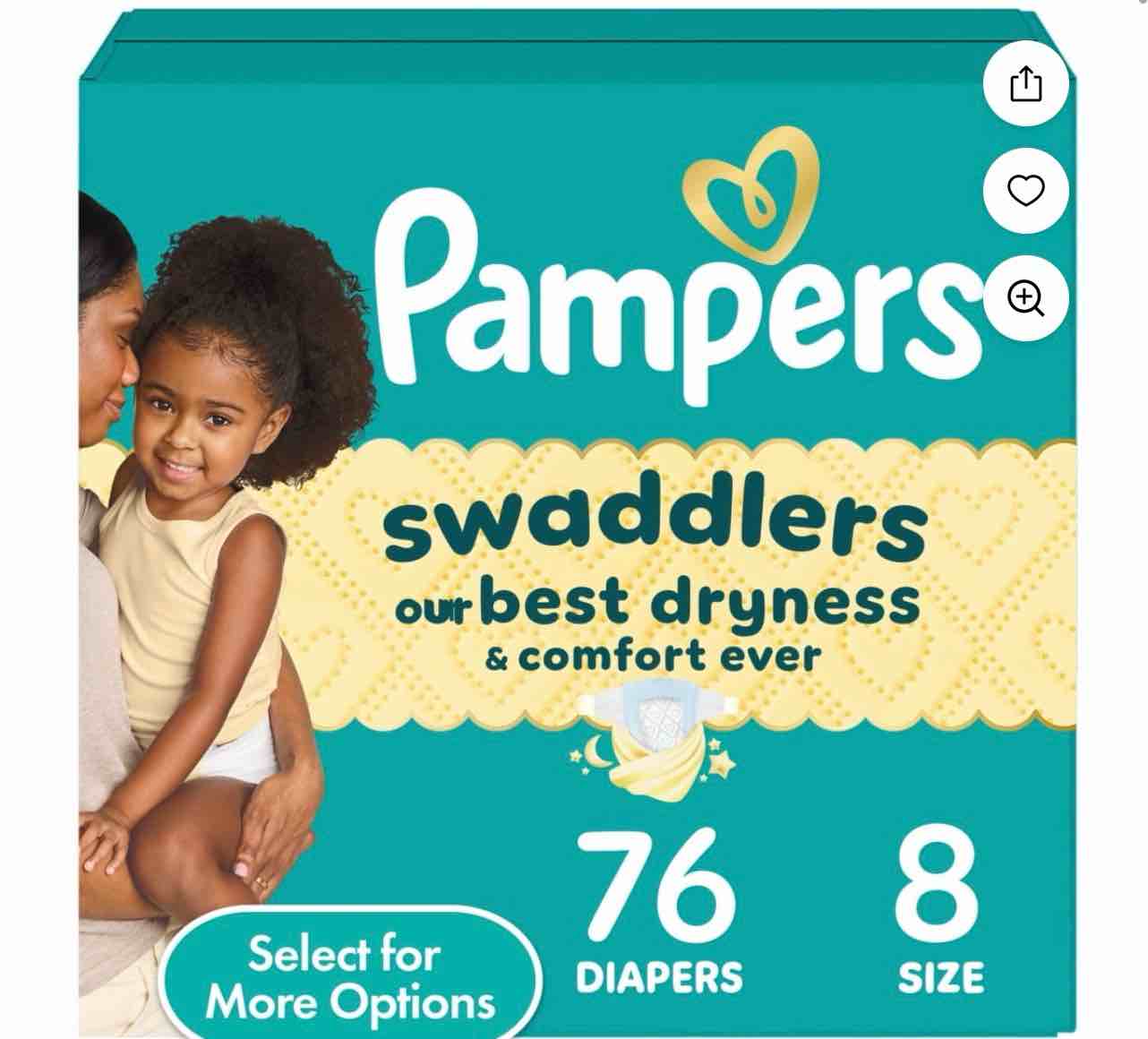 Pampers Swaddlers Baby Diapers Size 8, 76 Count (Select for More Options)