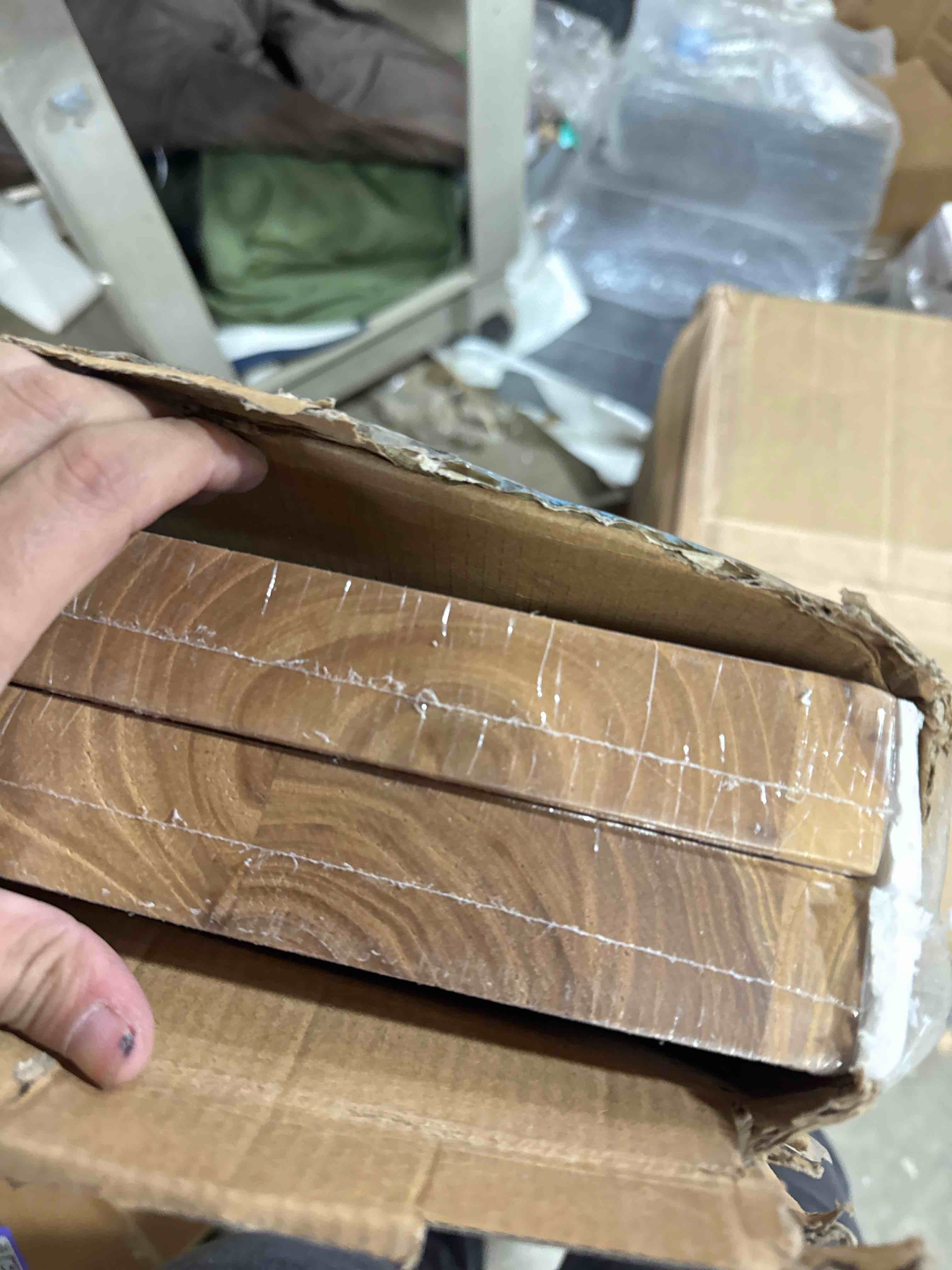 Condition photo showing New/Like New for Floating Shelves Set of 2, Solid Elm Wood Wall Shelves 36 Inch - Invisible Bracket Mount for Living Room, Bedroom, Kitchen, Bathroom - Natural Natural Elm Live Edge, 36"L, 2Packs