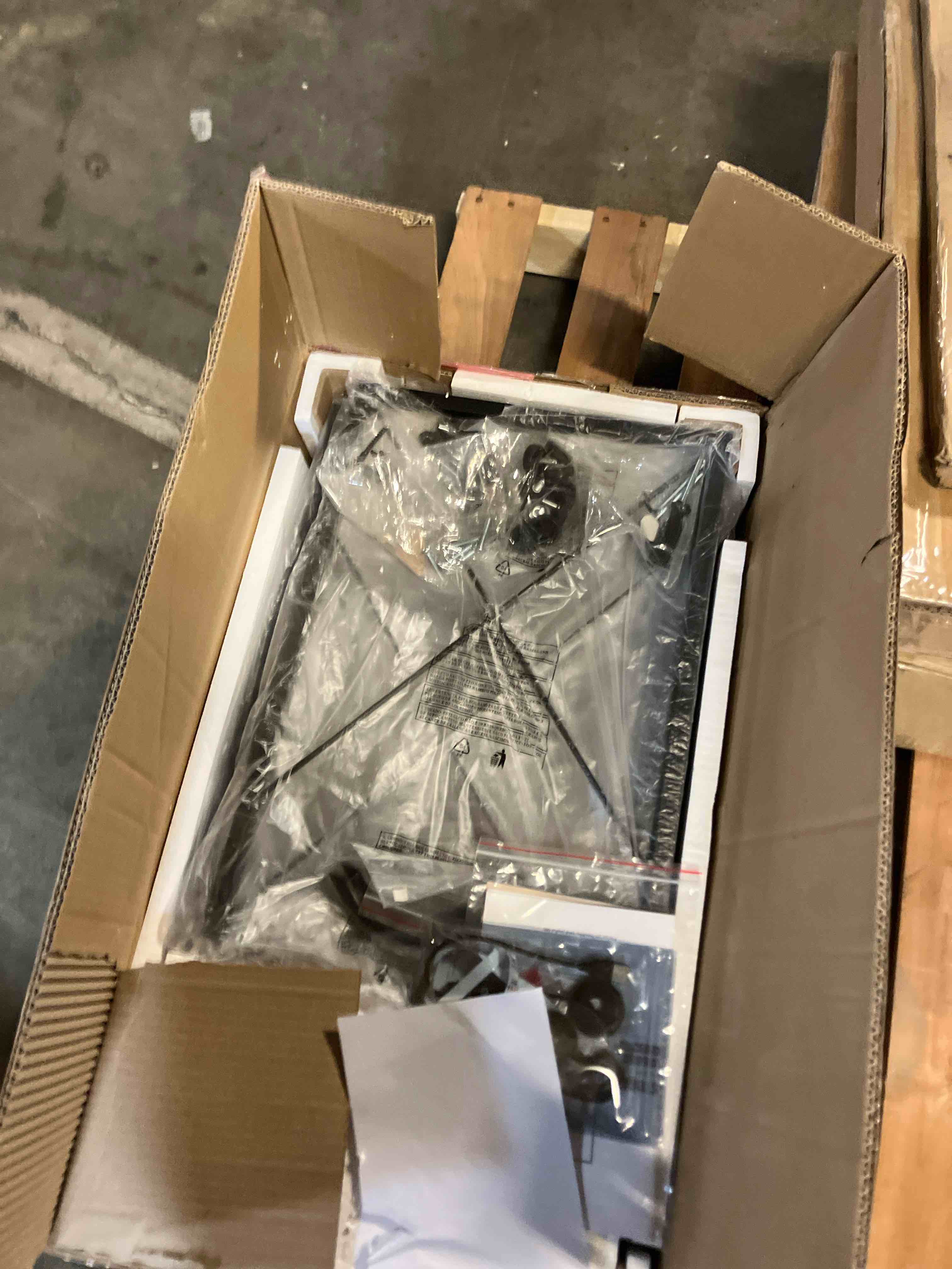 Condition photo showing New/Like New for GYIIYUO TV Stand with Fabric Drawers for 55 60 65 Inches TV - Entertainment Center and Industrial TV Console Table with Open Storage Shelves for Living Room, Bedroom - 55.1" Black 55.1 in Black