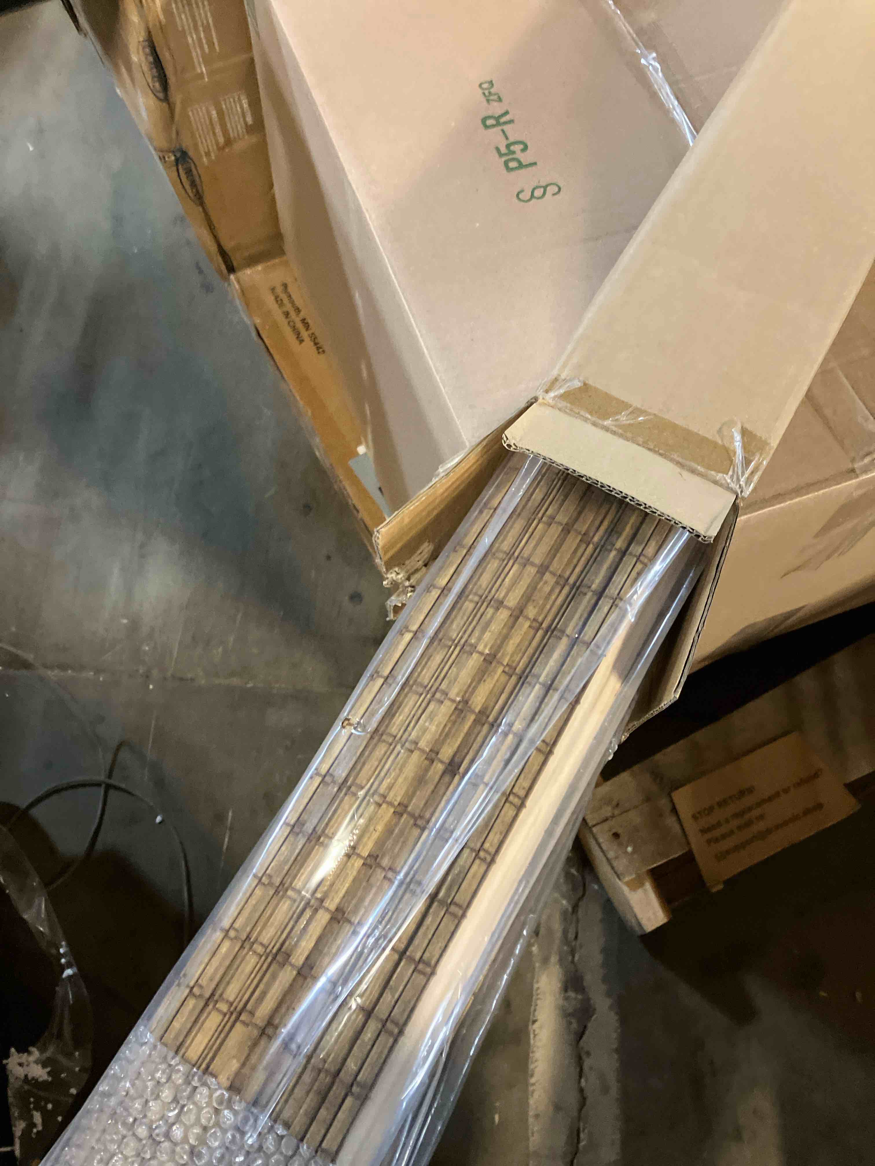 Condition photo showing New/Like New for LazBlinds Cordless Bamboo Roman Shades, Privacy Blinds for Interior Windows, Room Darkening Roll Up Bamboo Blinds for Home & Patio, 35.5" W x 64" H, Highfield Teak Pricacy - Highfield Teak 35 1/2" W x 64" H