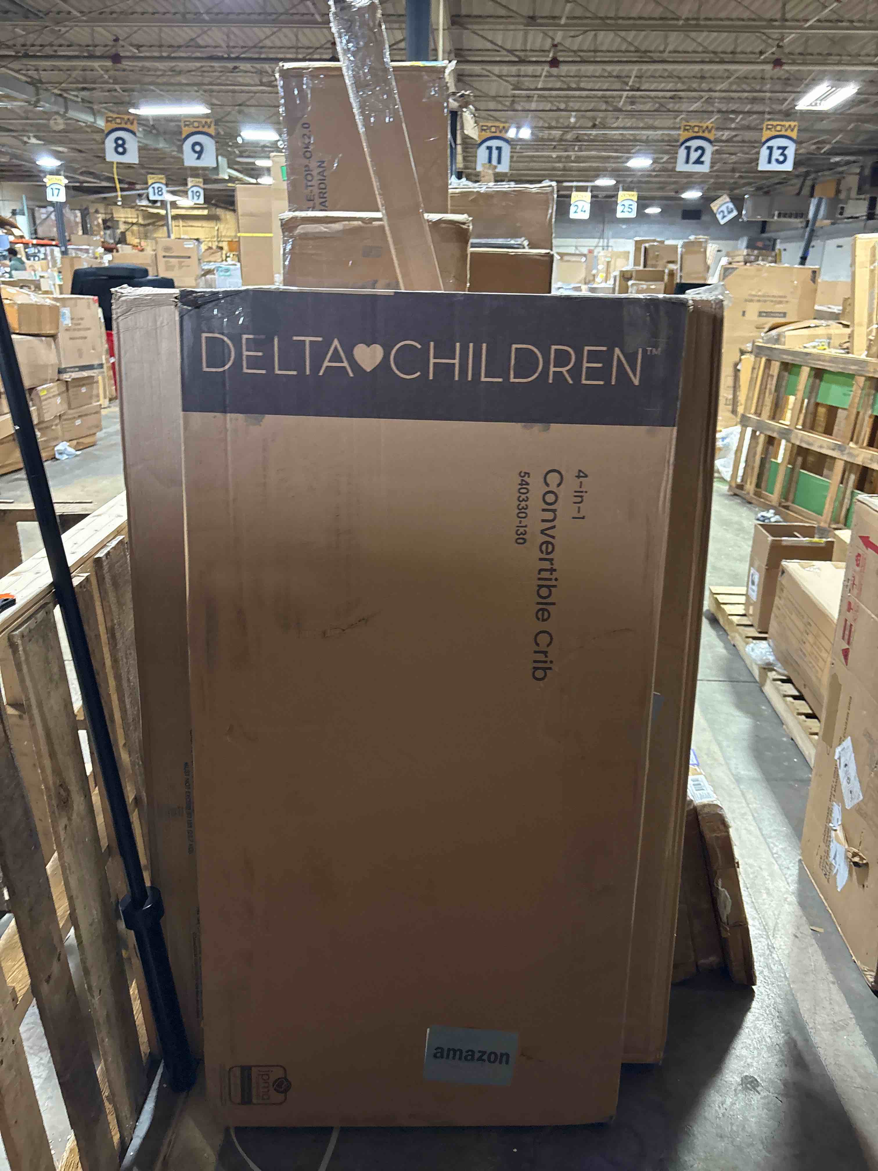 Condition photo showing Good Condition for Delta Children Archer 4-in-1 Convertible Crib, Infant Changing Table with Pad, Bianca White