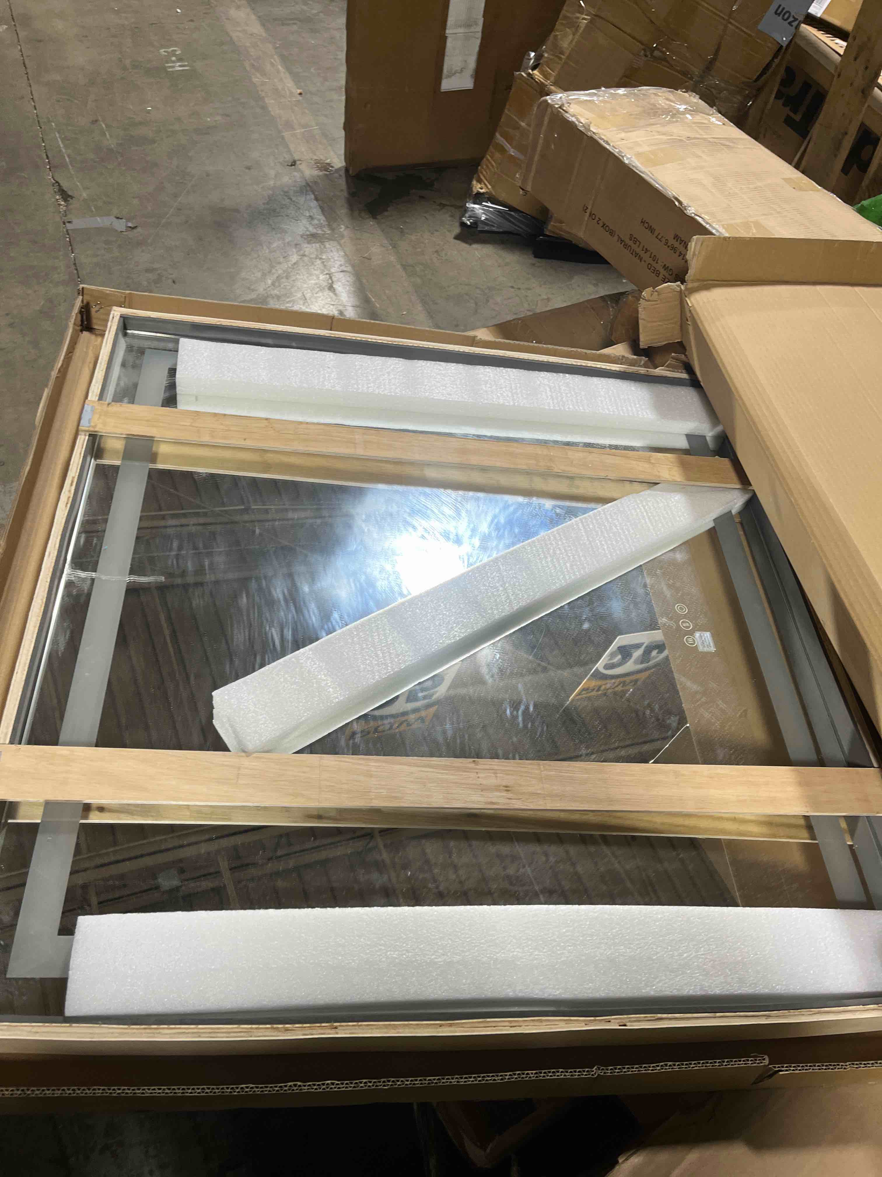 Condition photo showing New/Like New for 36"x 36" LED Bathroom Mirror with Stepless Dimmable, Backlight Wall Mirrors with Anti-Fog Bathroom Digital Mirror for Wall, 3 Color Modes, Memory Function Smart Mirror 36"L x 36"W