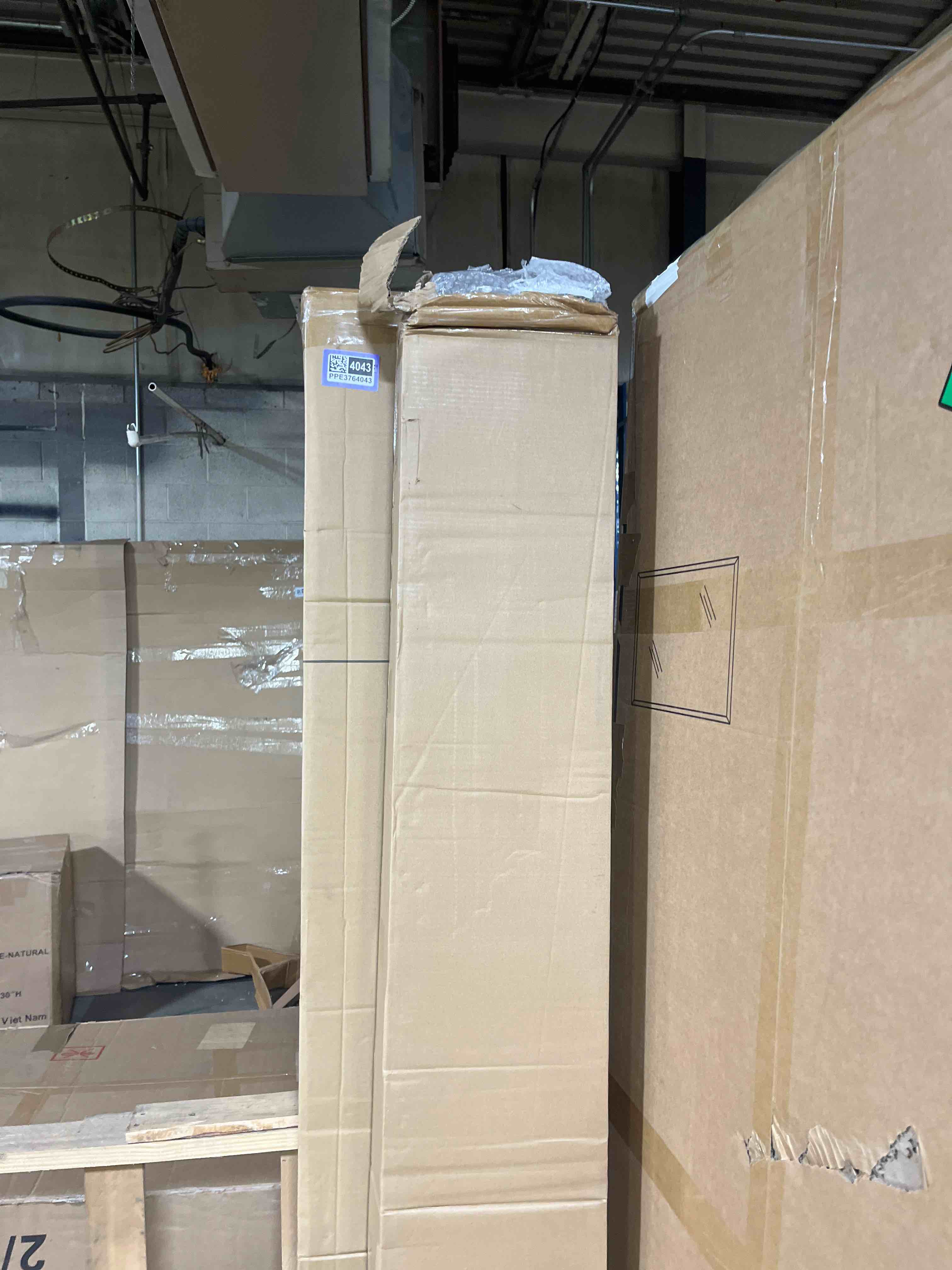 Condition photo showing New/Like New for 32in x 84in Brown Wood Barn Door with 5.5ft Barn Door Hardware Track Kit Included, Double Surfaces,Simple Assembly is Required,K-Frame,Coffee