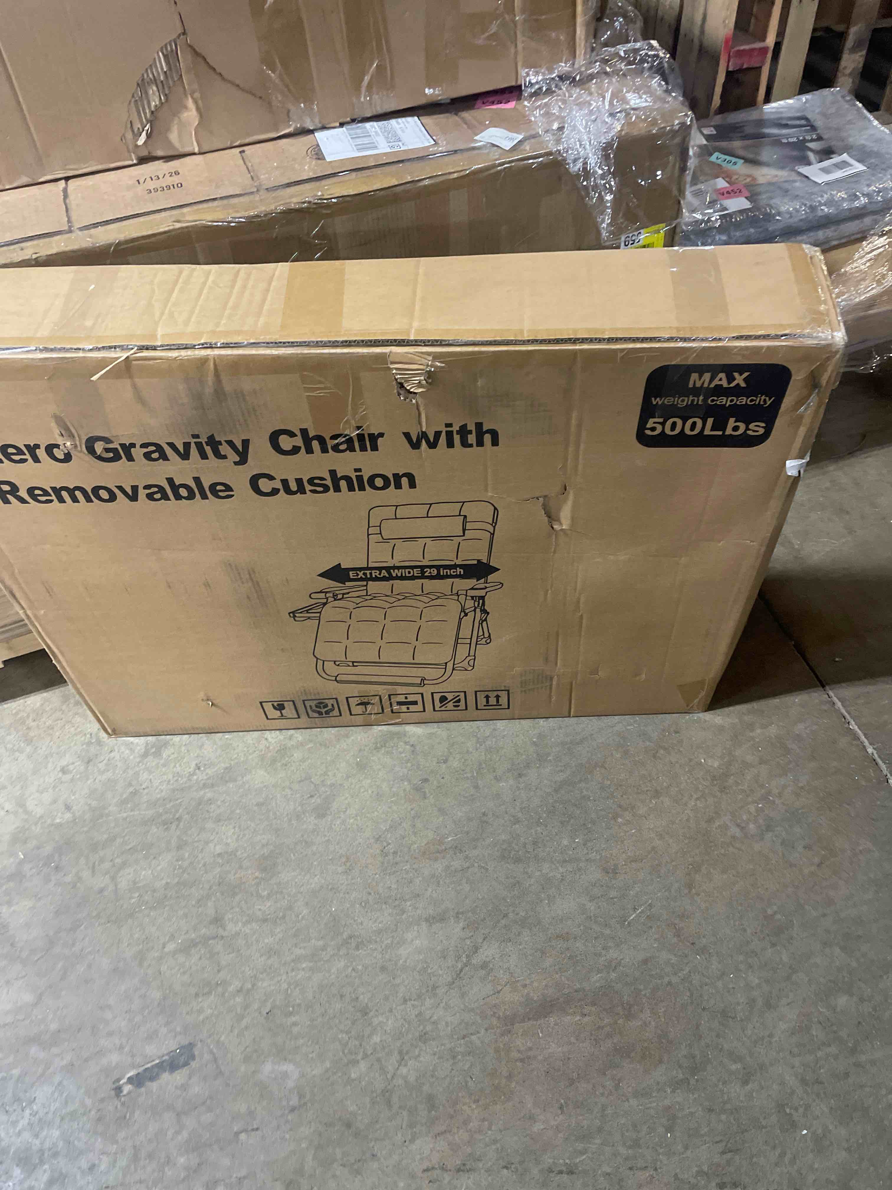 Condition photo showing New/Like New for Zero Gravity Chair With Cup Holder & Removable Cushion – Reclining Patio Lounge Chair For Outdoor, 440lb Capacity, Lockable Adjustable Back, Foldable For Camping, Beach & Pool