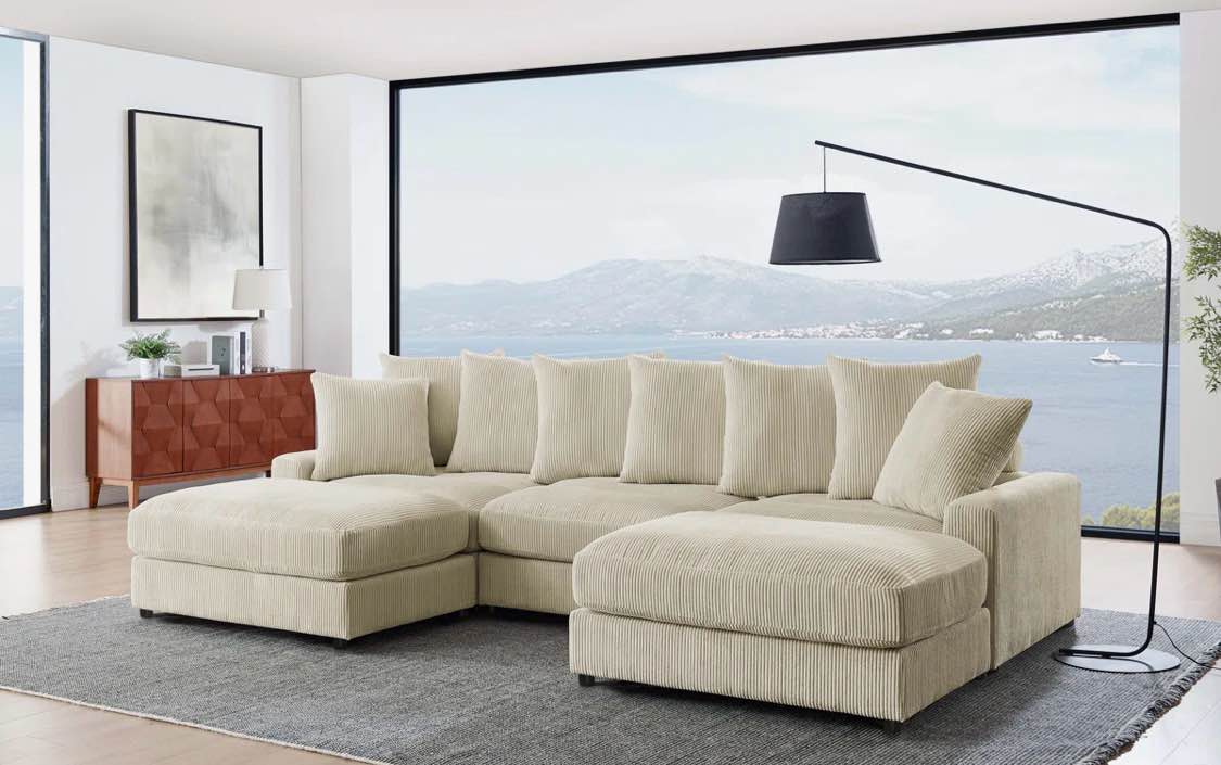 ashira wide reversible modular corner sectional with ottoman ( incomplete box 6 only (ottoman)