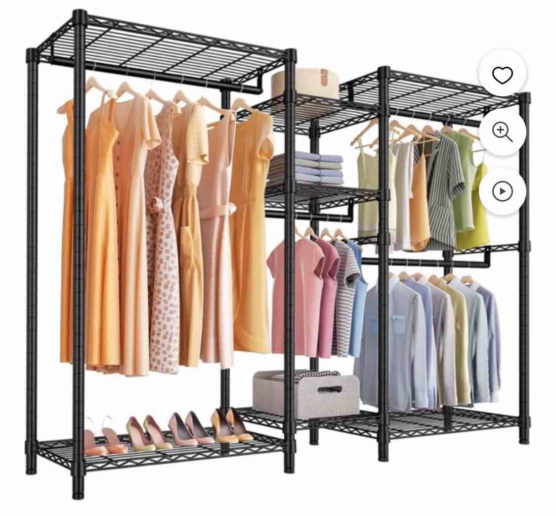 VIPEK Classic V6 5 Tiers Wire Garment Rack Heavy Duty Clothes Rack Freestanding Closet Storage Rack, Max Load 850LBS, Black