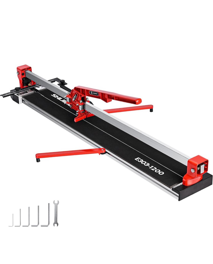 shijing 48-inch manual tile cutter with laser cutting guide porcelain tile cutter with split platen,double aluminum base,tungsten carbide cutting whee