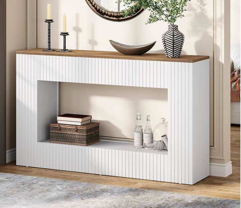 Tribesigns Modern Console Table, 55-Inch Wood Entryway Table with Storage, Narrow Long Sofa Table Behind Couch Table for Living Room, Foyer, Hallway, White