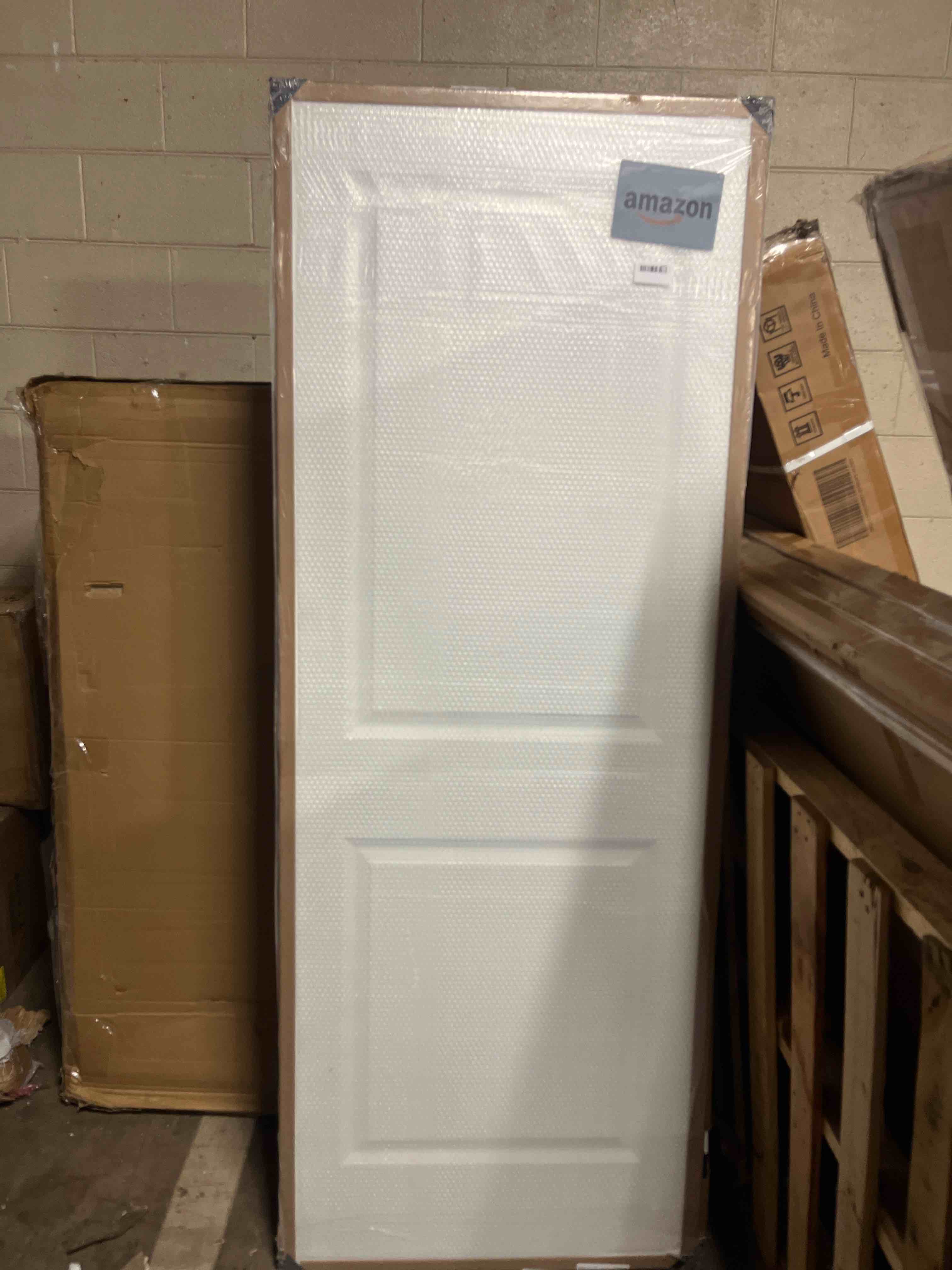 Condition photo showing New/Like New for barnsmith 30x80 in raised 2-panel square top smooth white primed molded door slab, paintable hollow core interior door panel, for swing, pocket, sliding door, durable and lightweight
