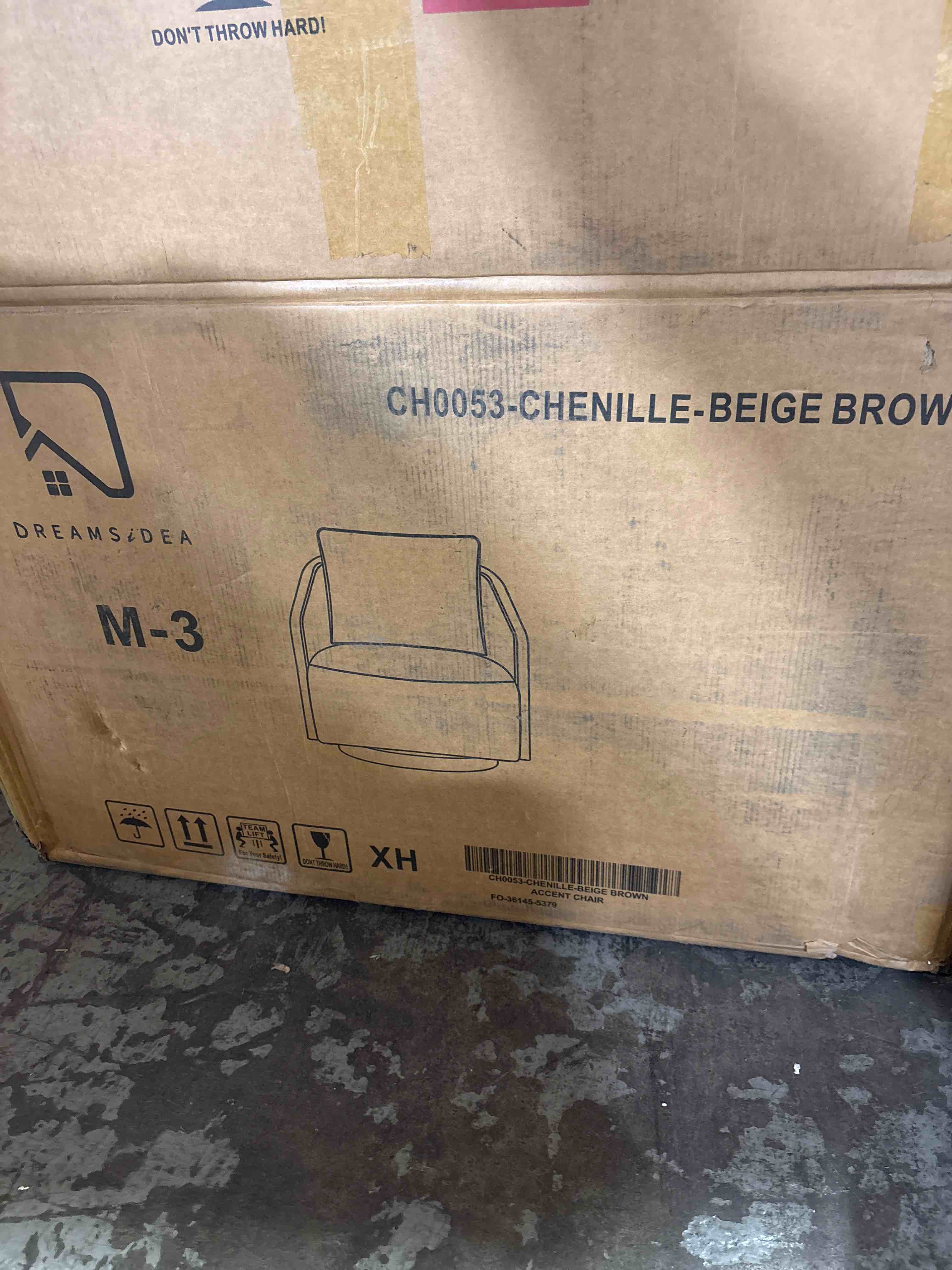 Condition photo showing New/Like New for uixe swivel barrel chair, chenille accent chairs upholstered club armchair for living room, contemporary arm chair bedroom reading seat nook single sofa with back pillow - beige brown