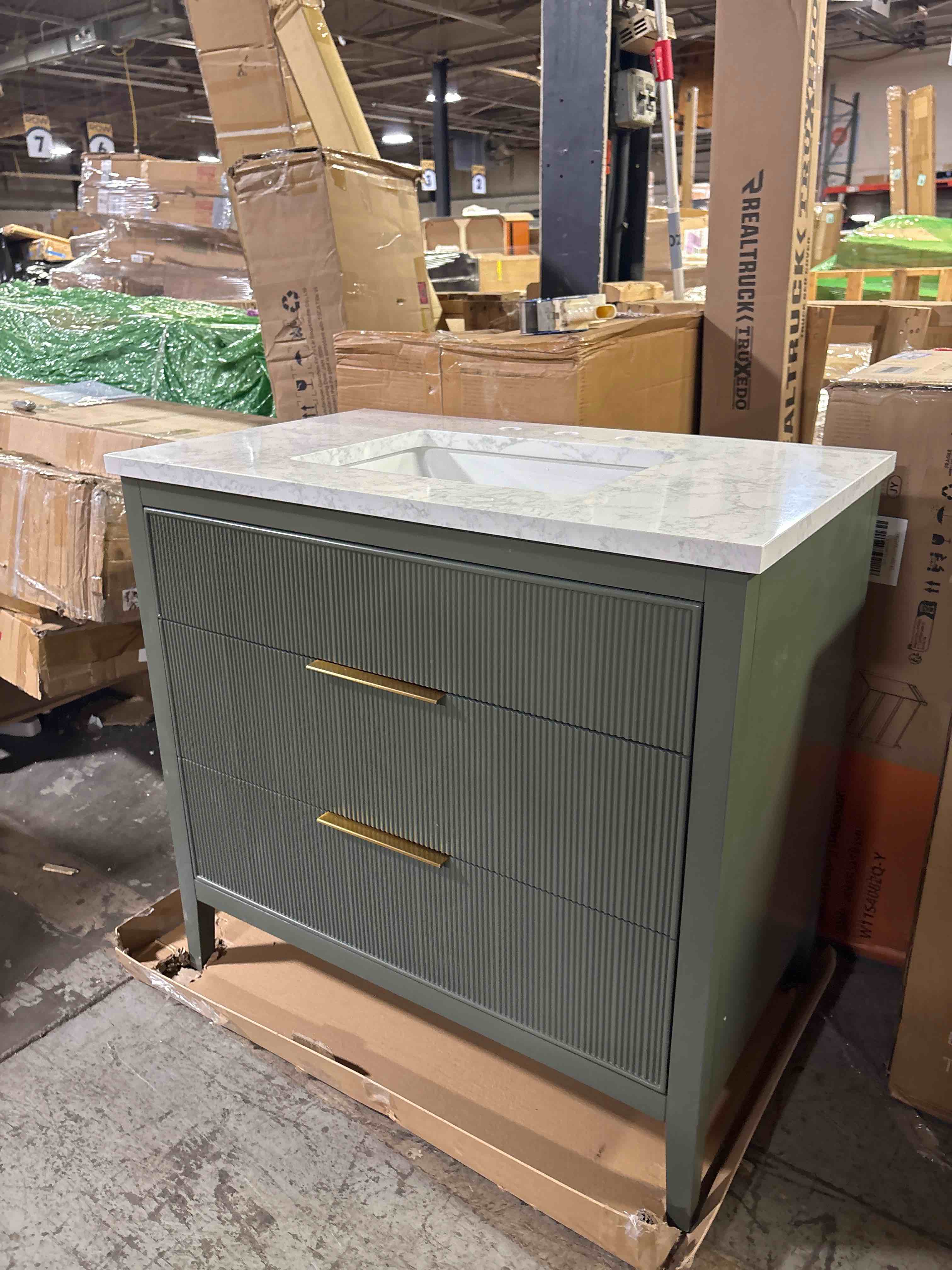Condition photo showing New/Like New for bilroy 36'' single bathroom vanity with engineered stone top by ebern designs