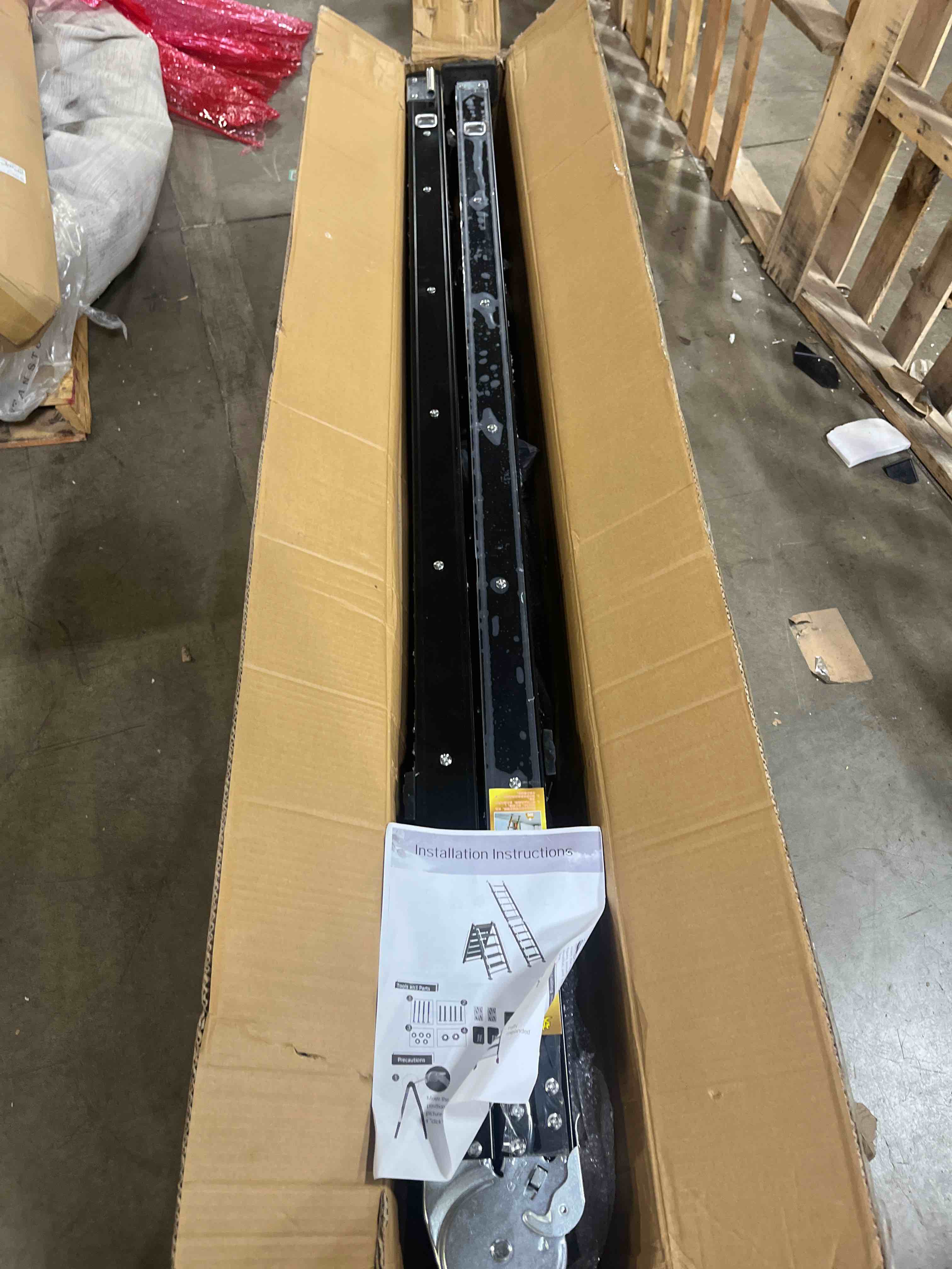 Condition photo showing New/Like New for foldable aluminum loft stairs ladder, 12 step folding bunk bed ladders with handrails, portable anti-slip egress attic ladder, floor-mounted metal roof access step ladders for dorm rv home attic stair black 10.5ft