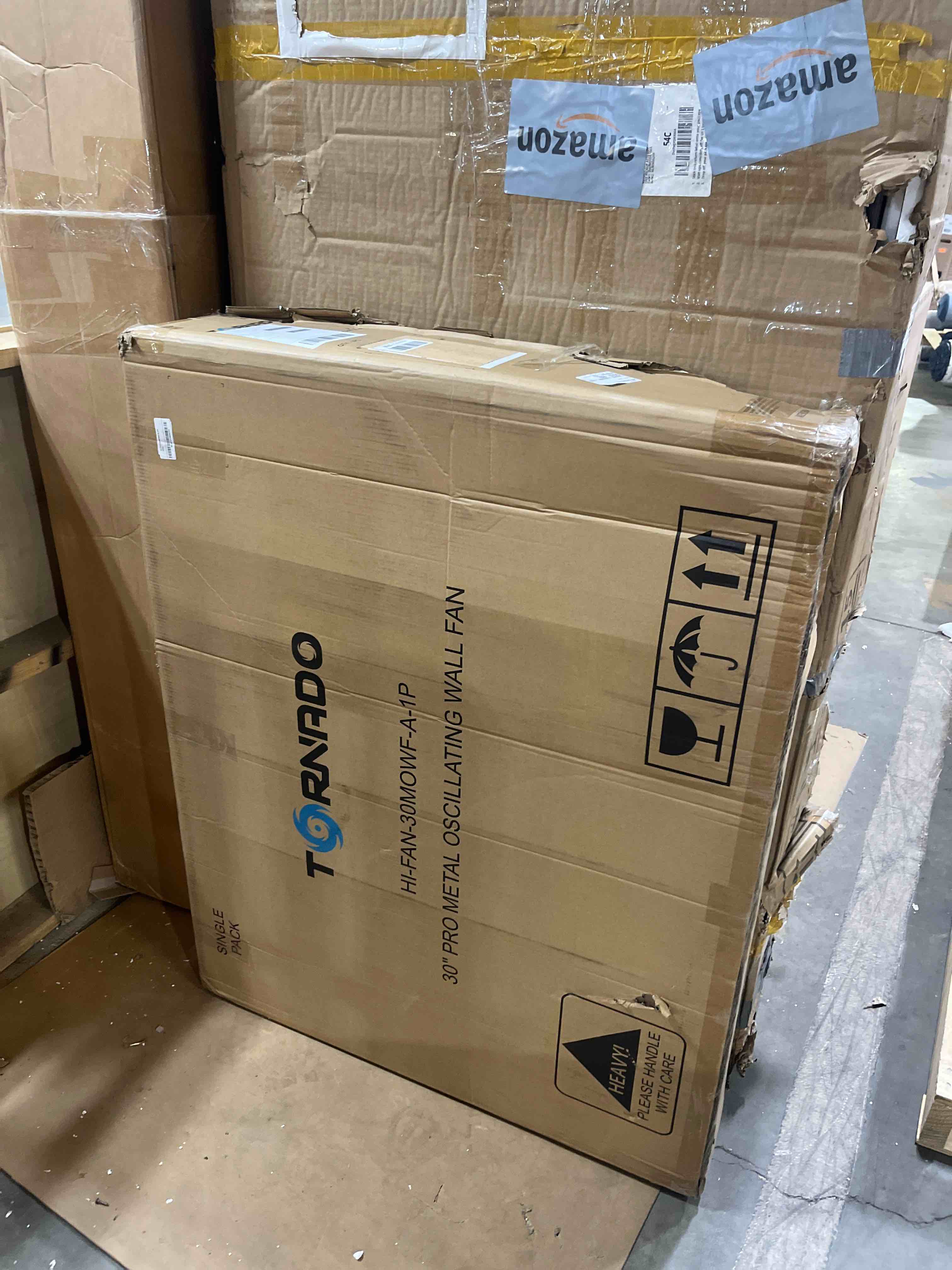 Condition photo showing New/Like New for tornado pro series 30 inch high velocity wall mount fan, oscillating industrial & commercial fan, 2-speed, 8400 cfm, 1100 rpm, 1/3 hp, 6.6 ft cord, ul safety listed