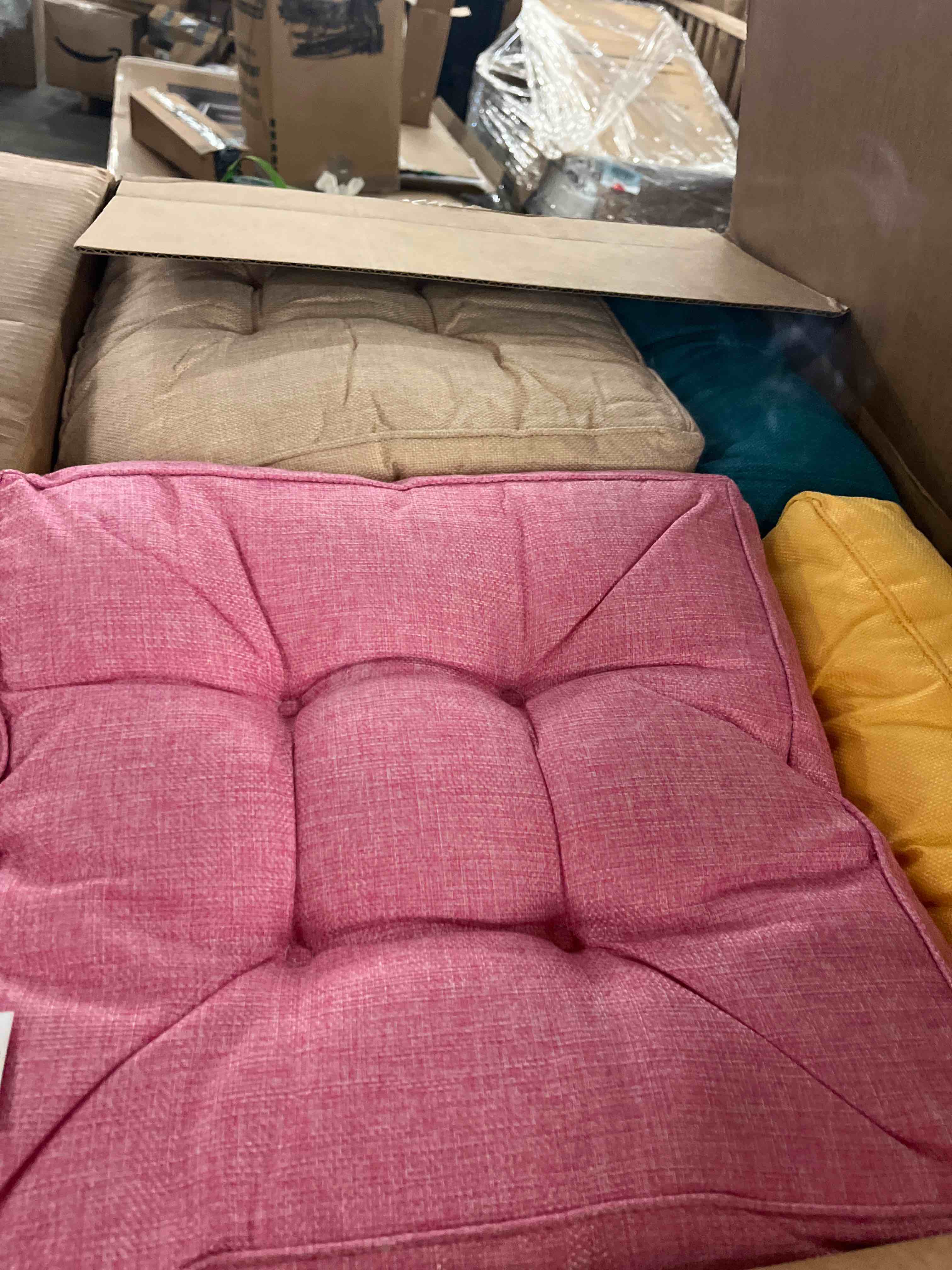 Condition photo showing New/Like New for juexica 8 pcs floor cushions for kids floor pillows flexible seating cushions 3.5'' thick flexible seating classroom furniture meditation seat pillows for home nursery yoga decor(rainbow color,square)