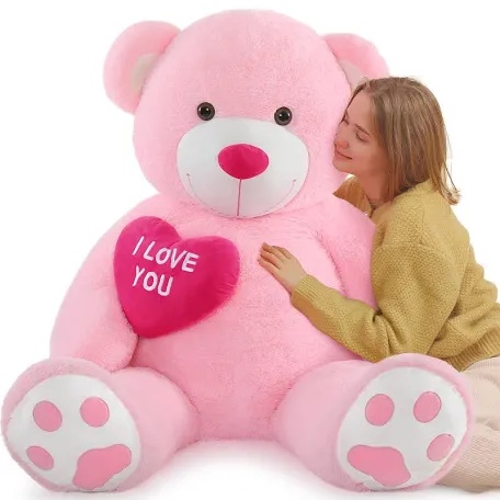 Condition photo showing New/Like New for beniny 52 inch pink giant teddy bear with heart, big i love you stuffed animal plush bear, large soft teddy bear gift for girlfriend, kids, valentine's day and birthday