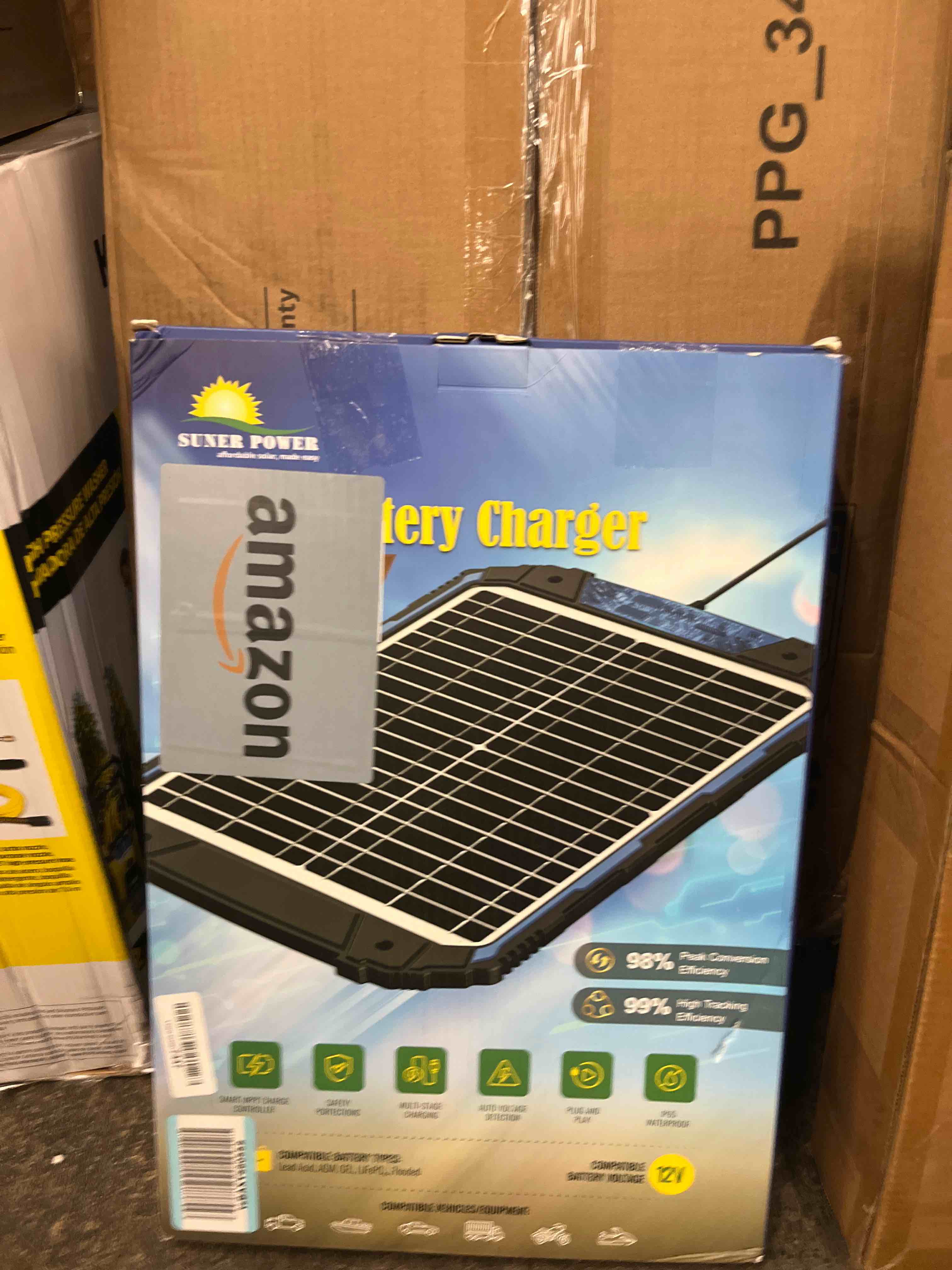 Condition photo showing New/Like New for suner power waterproof 12w 12v solar battery charger & maintainer pro, built-in ultrasmart mppt charge controller, 12 volt solar panel trickle charging kits for car automotive boat marine rv trailer