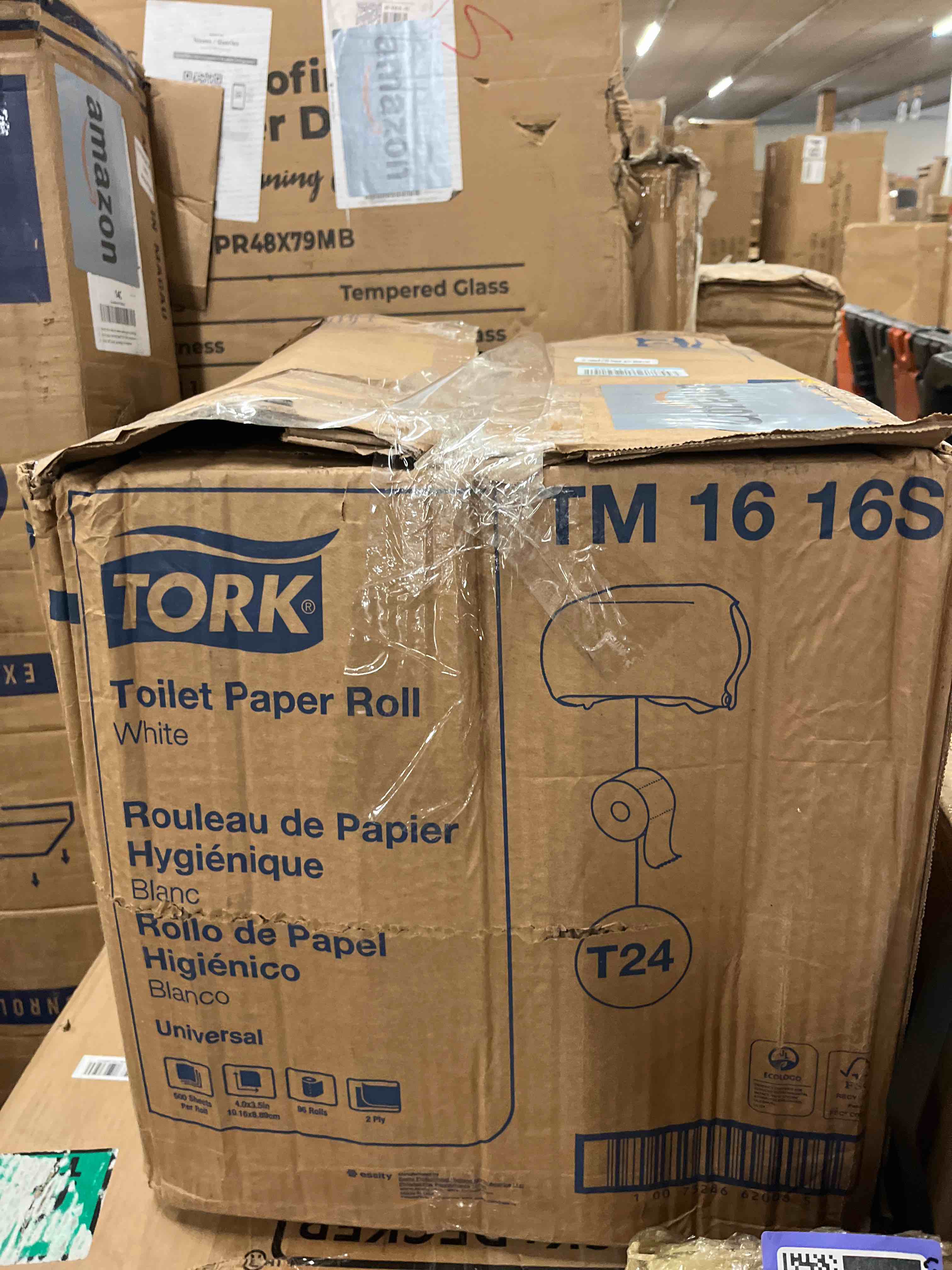 Condition photo showing New/Like New for tork universal toilet paper septic safe 2-ply white 500 sheets/roll 96 rolls/carton -trktm1616s