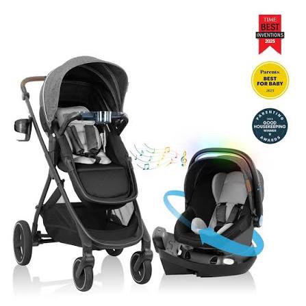 Condition photo showing Good Condition for evenflo shyft intuiti travel system with revolve180 litemax nxt rotating rear-facing lightweight preemie and infant car seat 3-30 lbs. (fossil gray)
