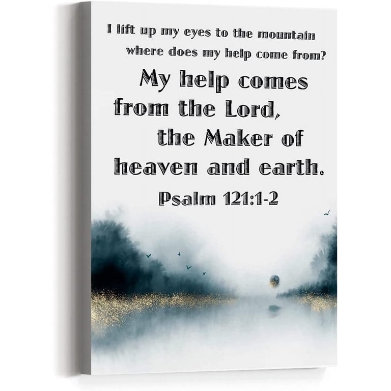 Condition photo showing New/Like New for christian bible verse wall art canvas,i lift up my eyes to the mountain psalm 121:1-2 motivational scripture canvas prints framed wall art for home room office room wall décor
