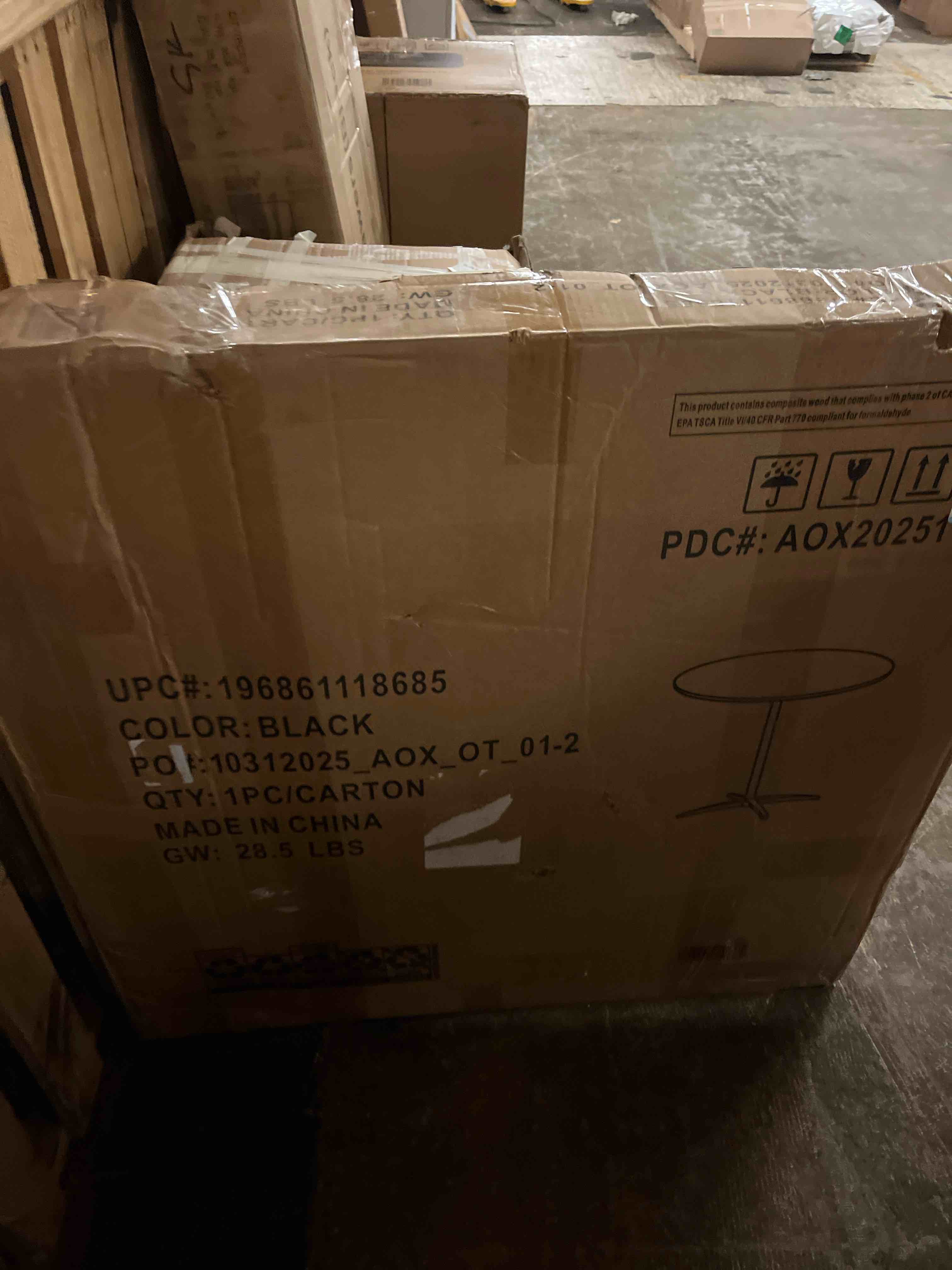 Condition photo showing New/Like New for flash furniture 36   round wood cocktail table with 30   and 42   columns  black