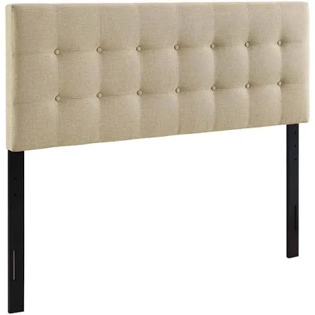 Condition photo showing New/Like New for modway emily tufted button linen fabric upholstered queen headboard in beige