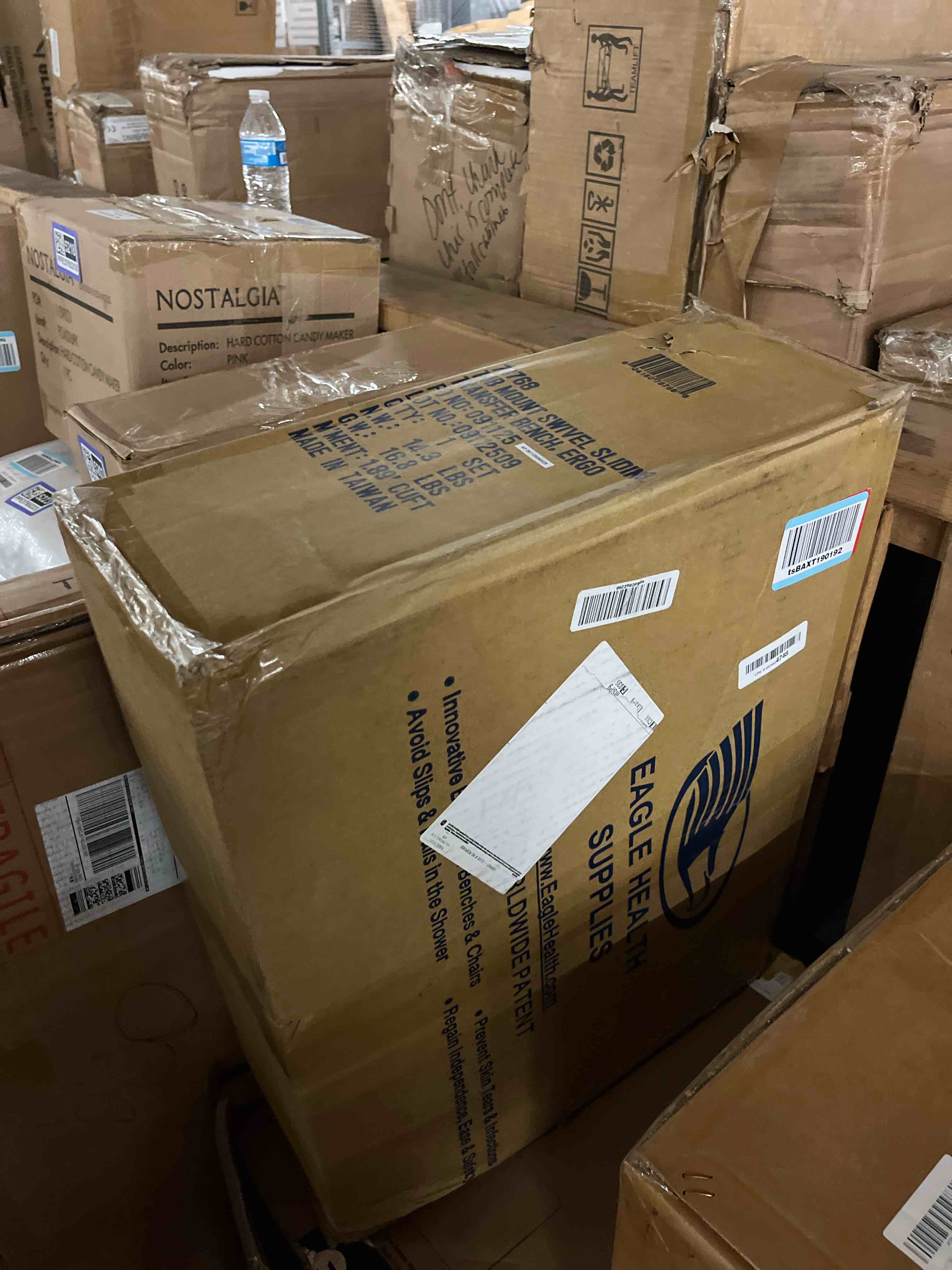 Condition photo showing New/Like New for eagle health supplies tub-mount swivel transfer bench, weight capacity 350 lbs, for safety shower, for elderly & disabled (78768)