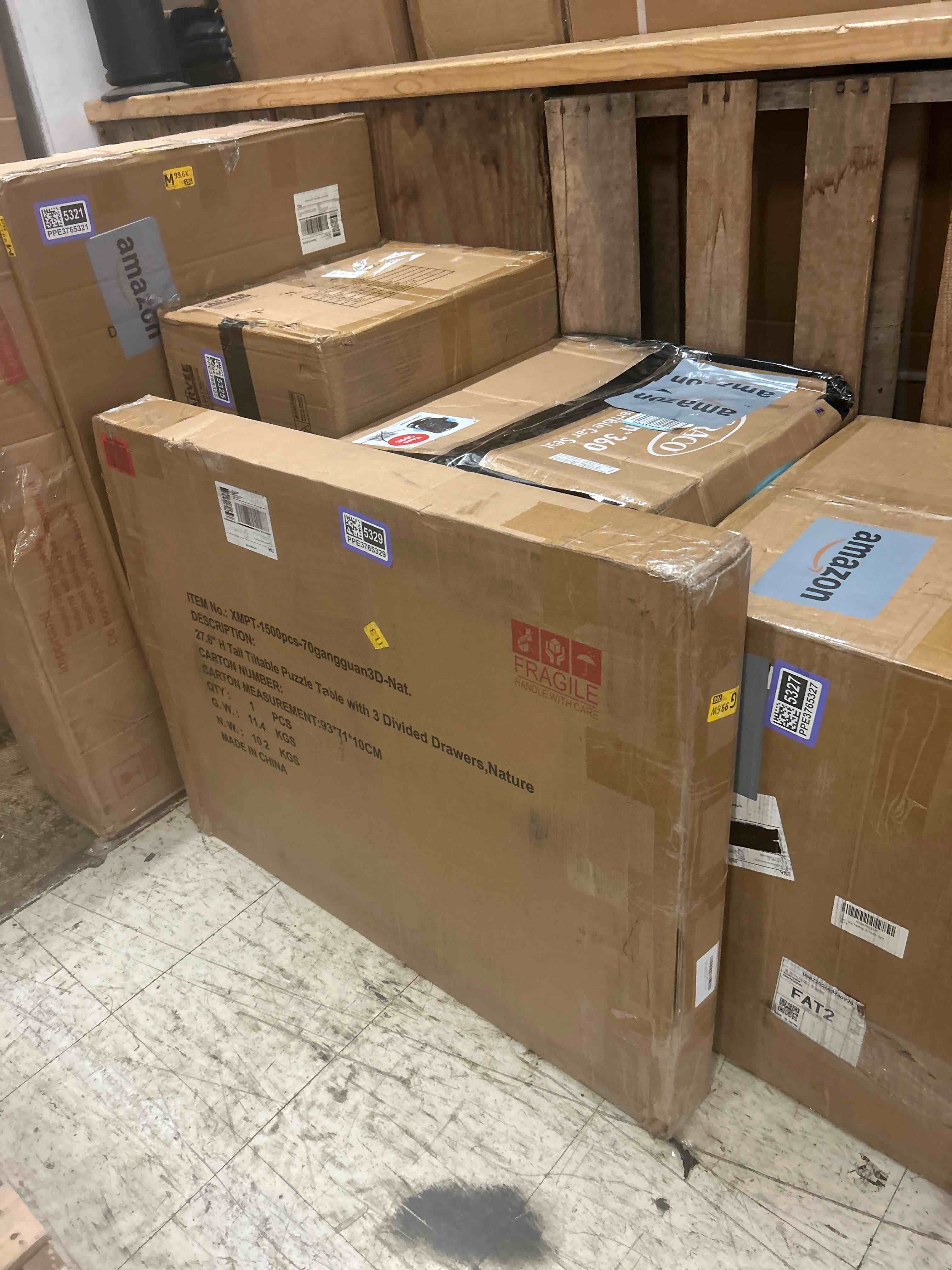 Condition photo showing New/Like New for teakmama puzzle table 27.6" tall 1500 piece puzzle board with drawers, 34.2" x 26.3" adjustable 5-tilting-angle jigsaw table with legs, jigsaw board for adults, nature