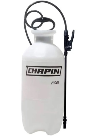 Condition photo showing New/Like New for chapin 20006 pump sprayer, 3 gallon, lawn & garden, translucent poly tank, funnel top, surespray anti-clog filter, adjustable cone nozzle & 34" hose for fertilizer, weed & pest application