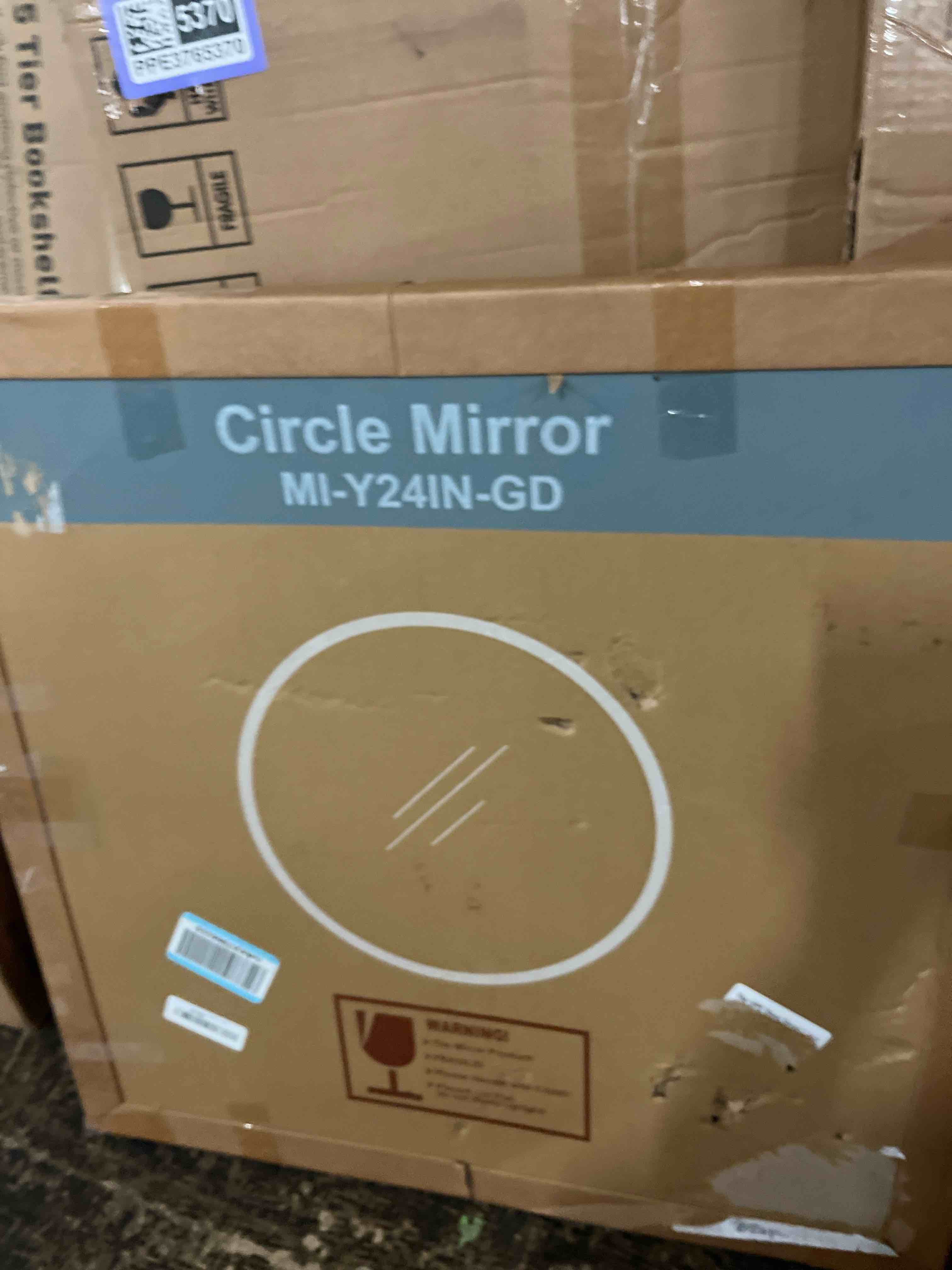 Condition photo showing New/Like New for sweetcrispy 24 inch round wall mirror with tempered glass, bathroom mirror over sink, anti-fog & waterproof round mirrors for bathroom, entryway, bedroom, shatterproof design, gold