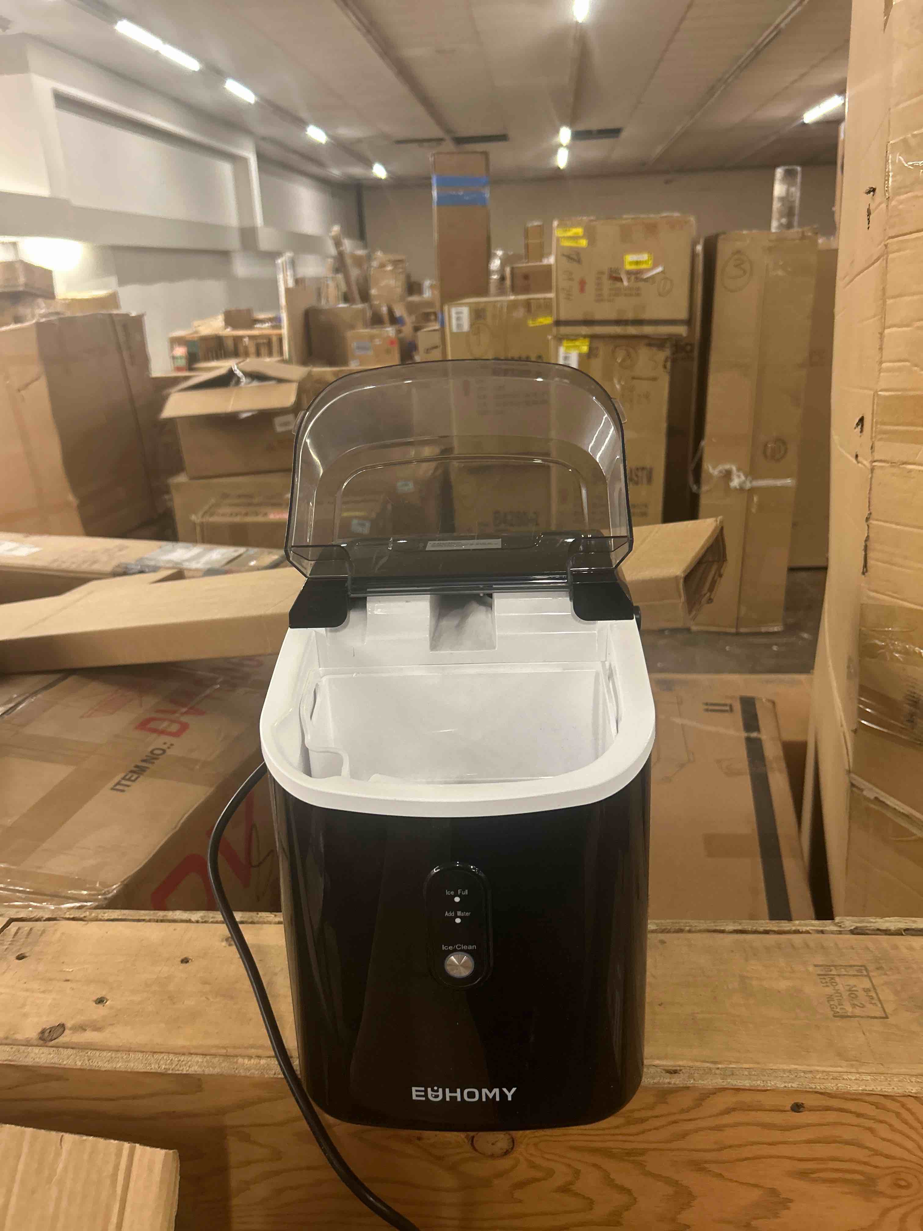 Condition photo showing Good Condition for euhomy nugget ice maker countertop with handle, ready in 6 mins, 34lbs per day, removable top cover, auto-cleaning, portable sonic ice maker with basket and scoop, for home/party/rv/camping (black)