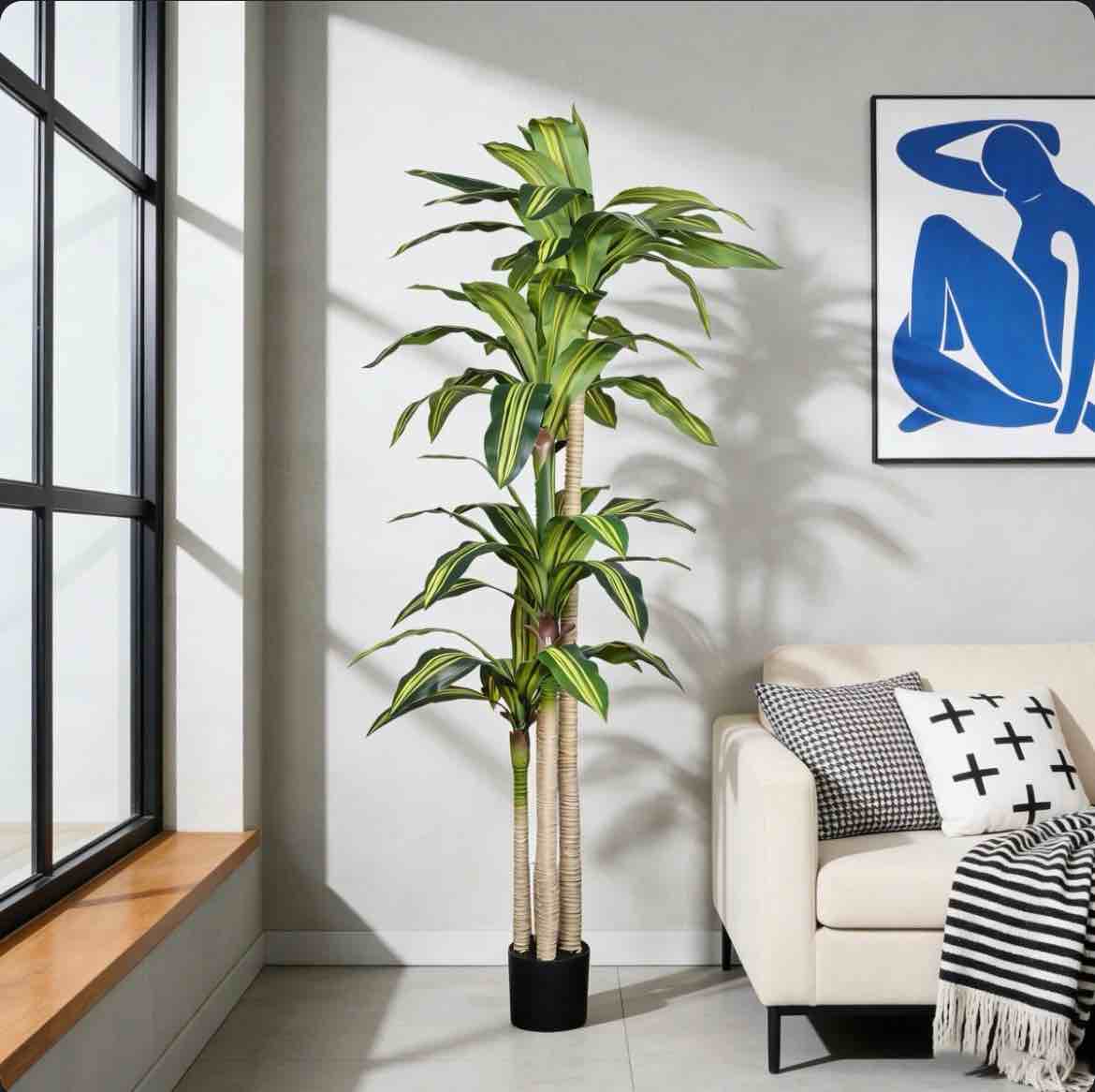Condition photo showing Good Condition for latitude run 6 ft artificial dracaena tree, faux indoor plant with pot for home decor